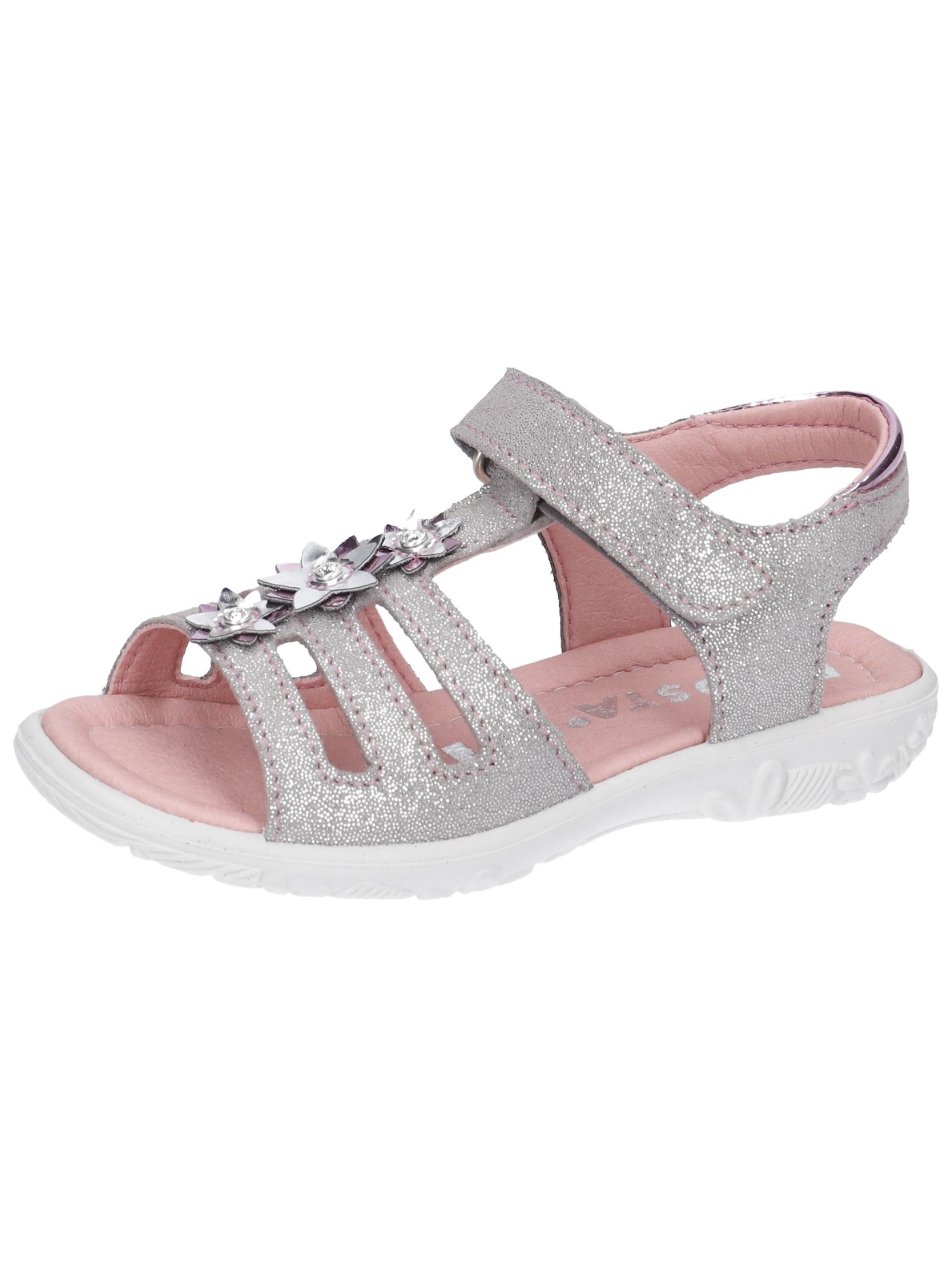 RICOSTA Kinder Riemchensandalette "Ricosta Sandalen Leder/Textil", Gr. 31, grau, Leder, Textil, Schuhe