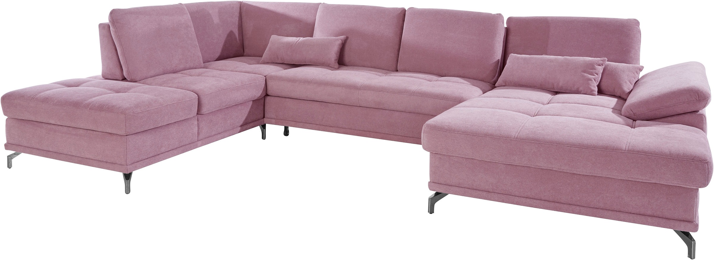 Places of Style Wohnlandschaft »Costello U-Form, mit Sitztiefenverstellung, Armteilverstellung und«, 3 Nierenkissen, optional Bettfunktion und Bettkasten