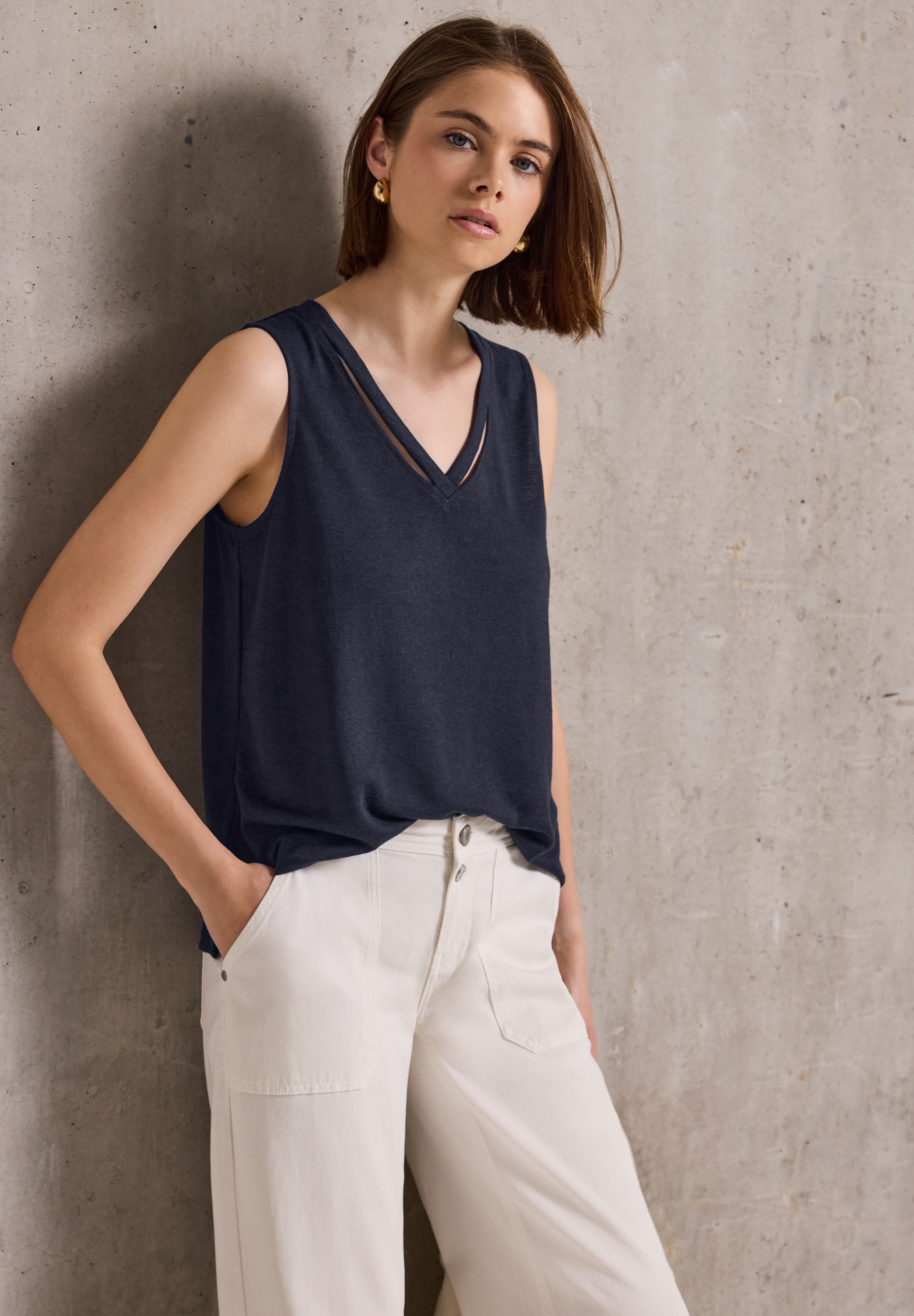 STREET ONE STUDIO Trägertop aus elastischem Materialmix