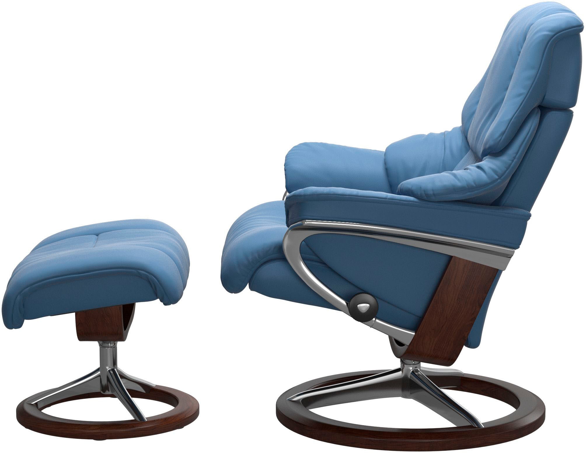 Stressless® Relaxsessel »Reno«, (Set, Relaxsessel mit Hocker), mit Hocker, mit Signature Base, Größe S, M & L, Gestell Braun