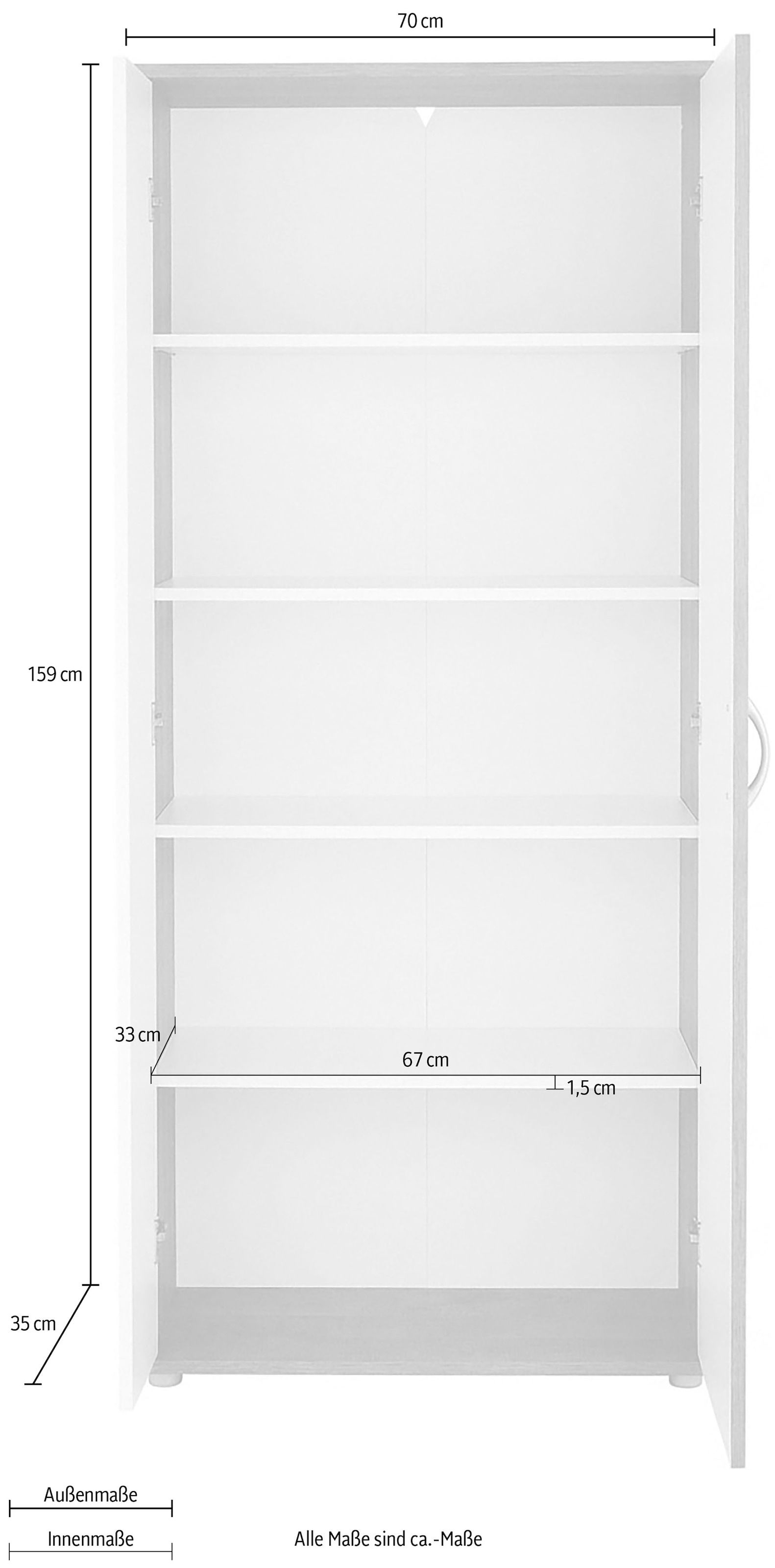 Home affaire Mehrzweckschrank »Wien« H/B/T ca. 121/70/35 oder 160/70/35, 