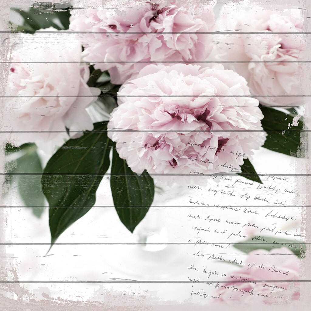 queence Holzbild »Rosa Blüten«