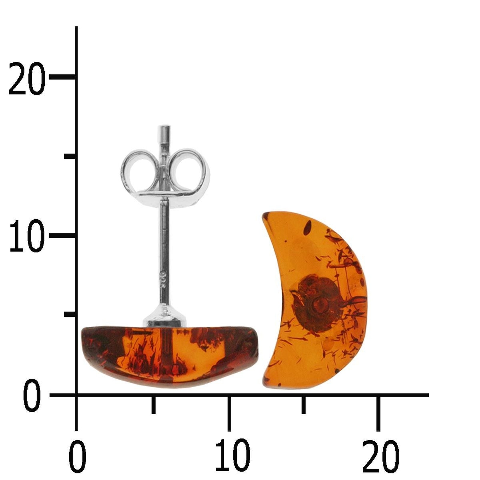 OSTSEE-SCHMUCK Paar Ohrstecker »- Halbmond - Silber 925/000 - Bernstein«