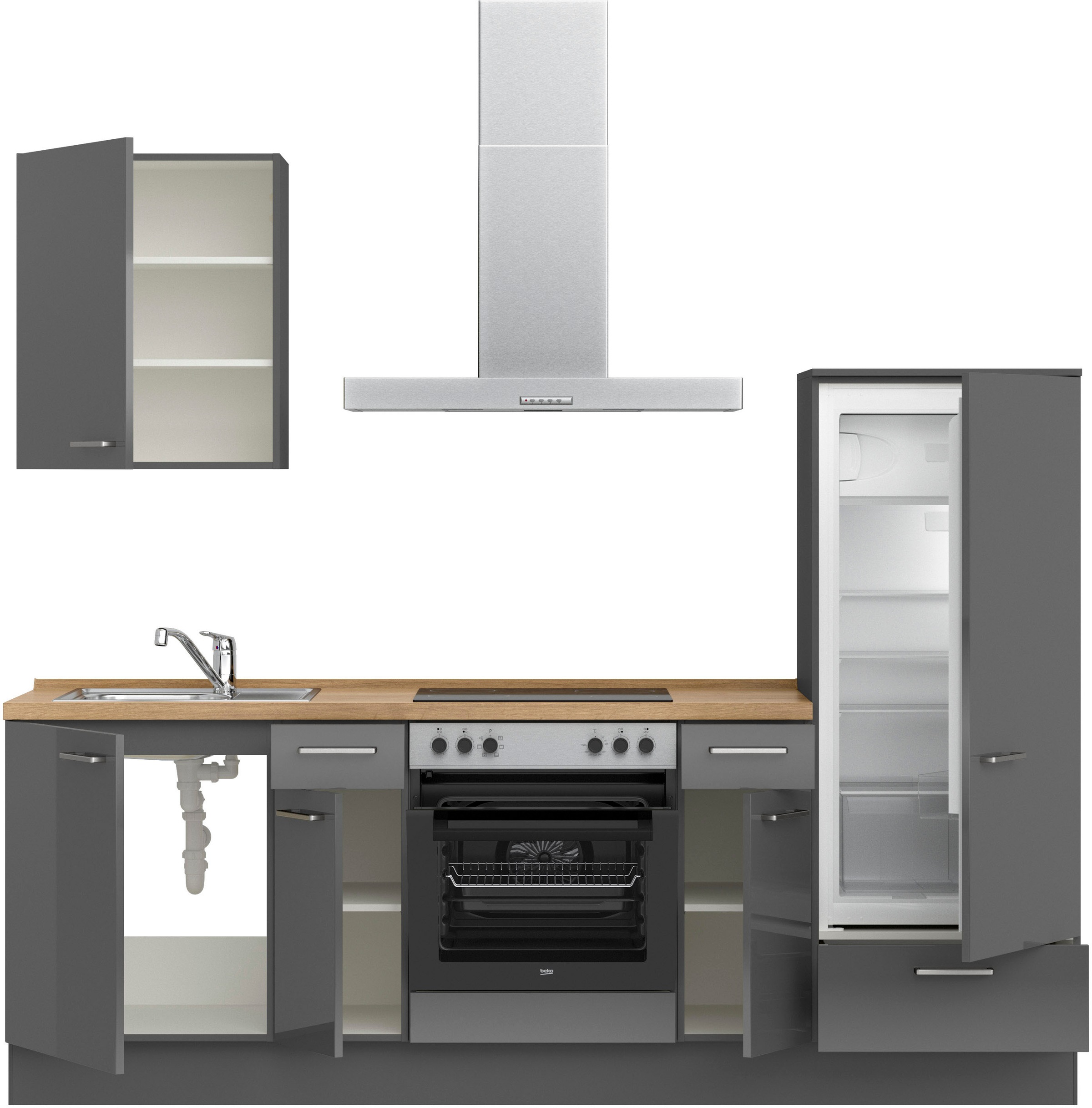 nobilia® Küchenzeile »"Flash I"«, vormontiert, Ausrichtung wählbar, Breite 240 cm, wahlw. mit E-Geräten