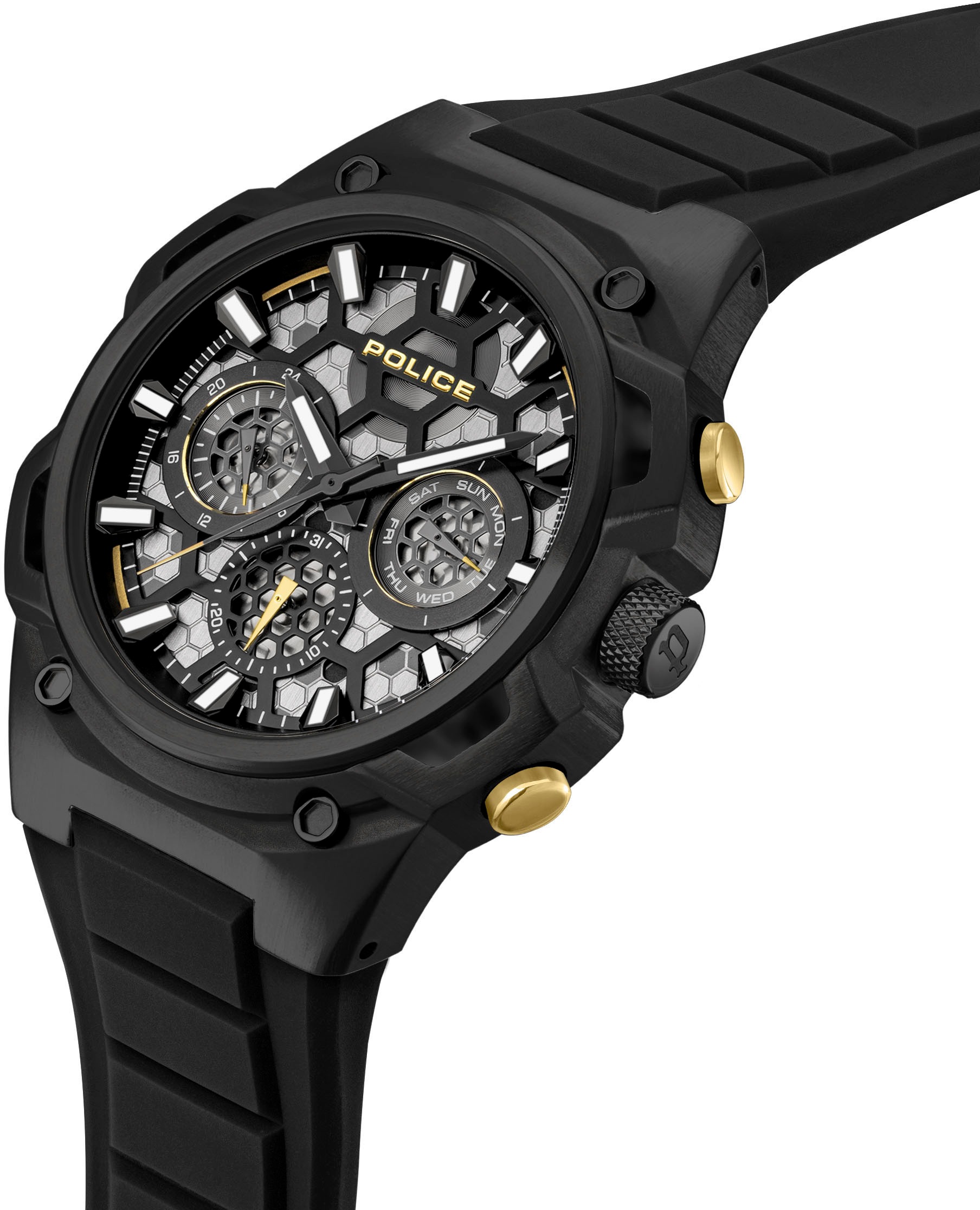 Police Multifunktionsuhr »CHALLANGER«, Quarzuhr, Armbanduhr, Herrenuhr, Silikonarmband, analog