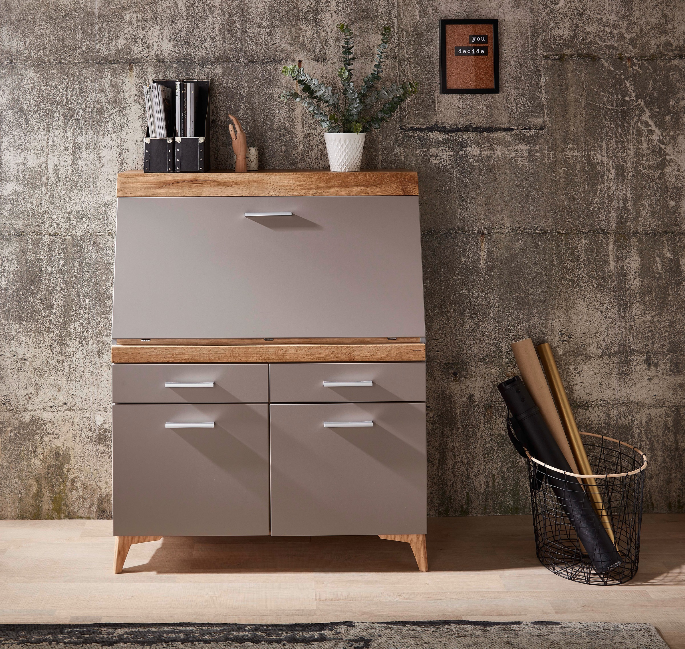 Innostyle Sekretär »SECRET«, Stauraumschrank, mit Monitor-/Laptopfach, Soft-Close, Breite 98 cm