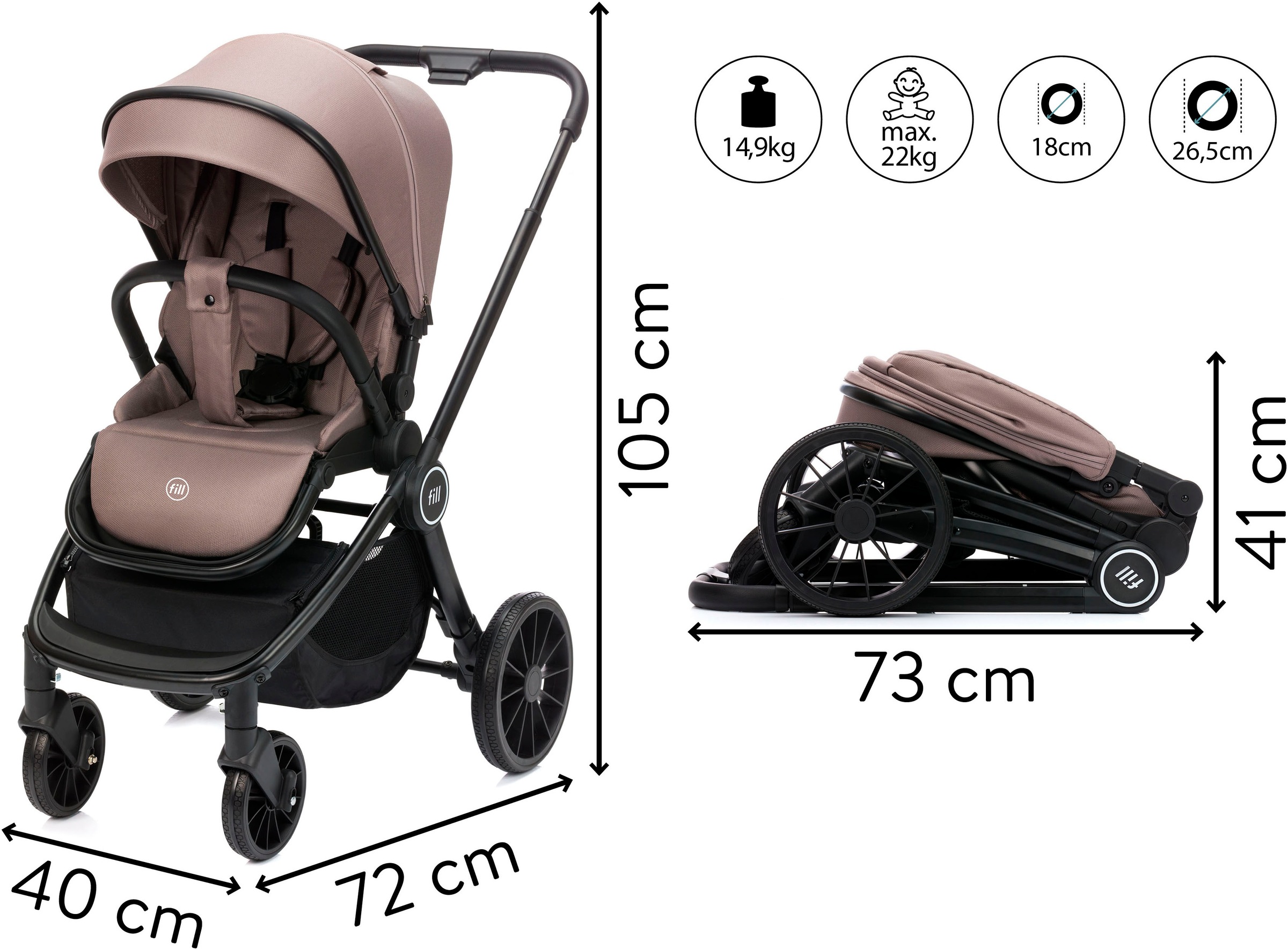 Fillikid Kombi-Kinderwagen »Kinderwagenset Cougar«, 22 kg