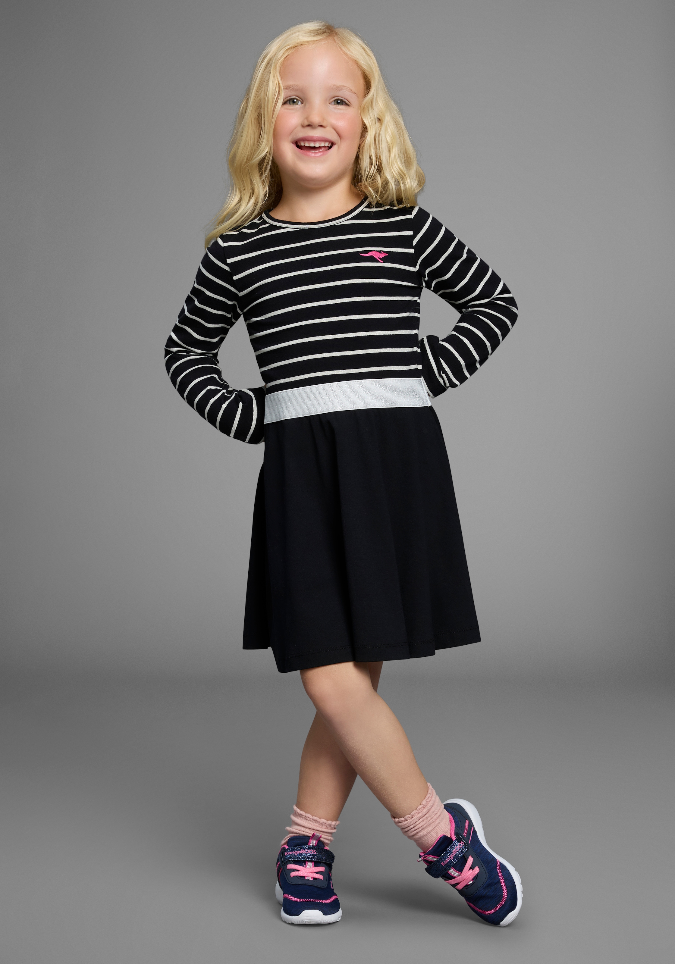 KangaROOS Jerseykleid "Ringelkleid für kleine Mädchen" Glitzer-Ringel, festliche Anlässe, kniefrei, modischer Stil