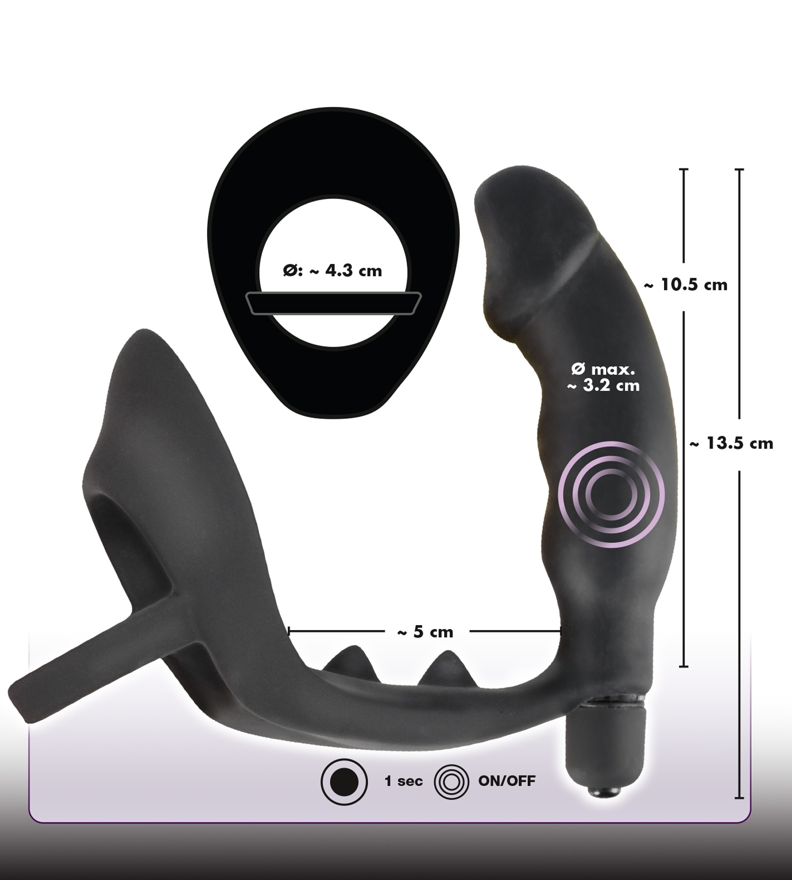 BLACK VELVETS Penisring »Penisring mit Plug mit Vibration Ring & Vibro Plug«