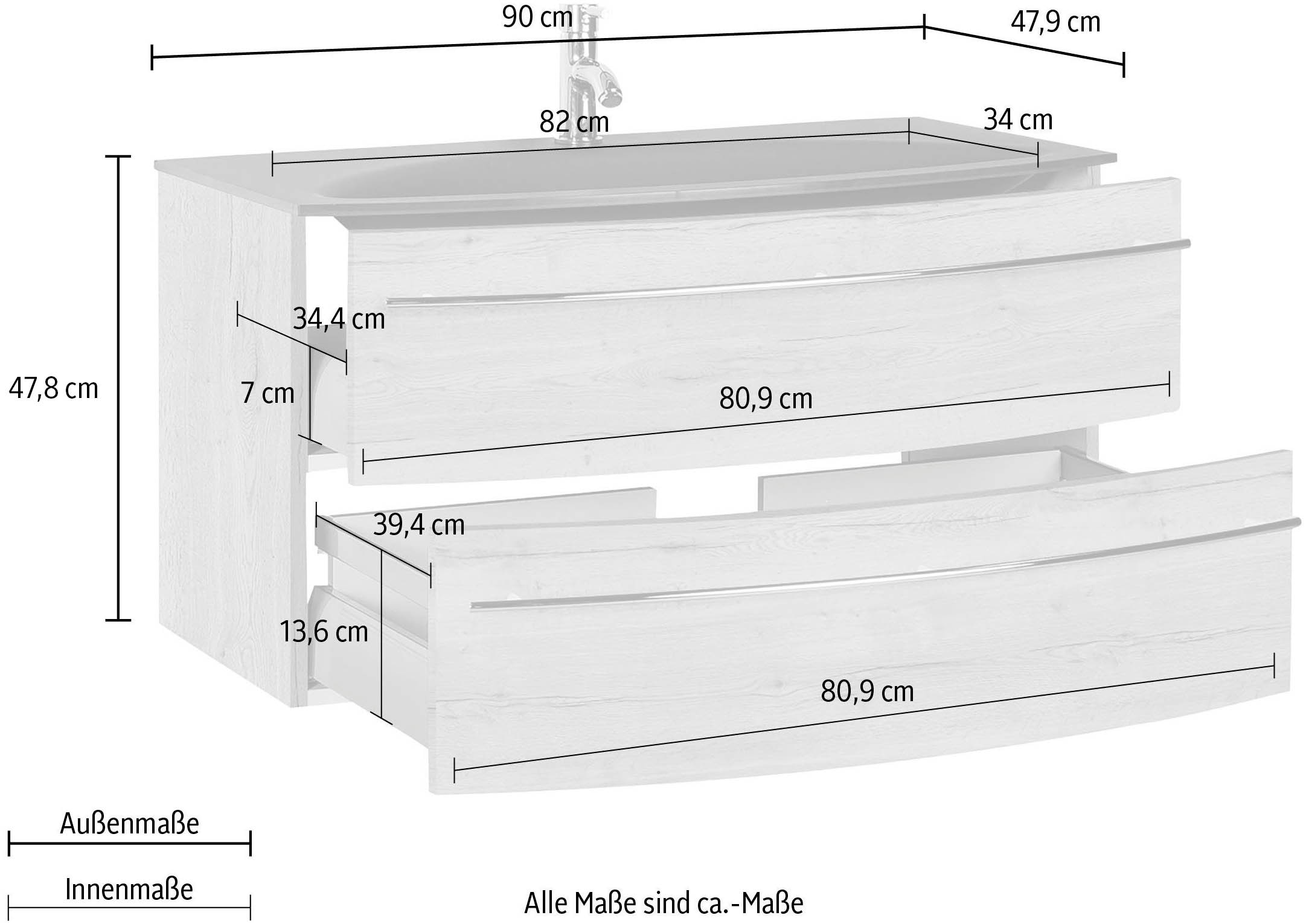 MARLIN Waschtisch »3040«, Breite 92,4 cm