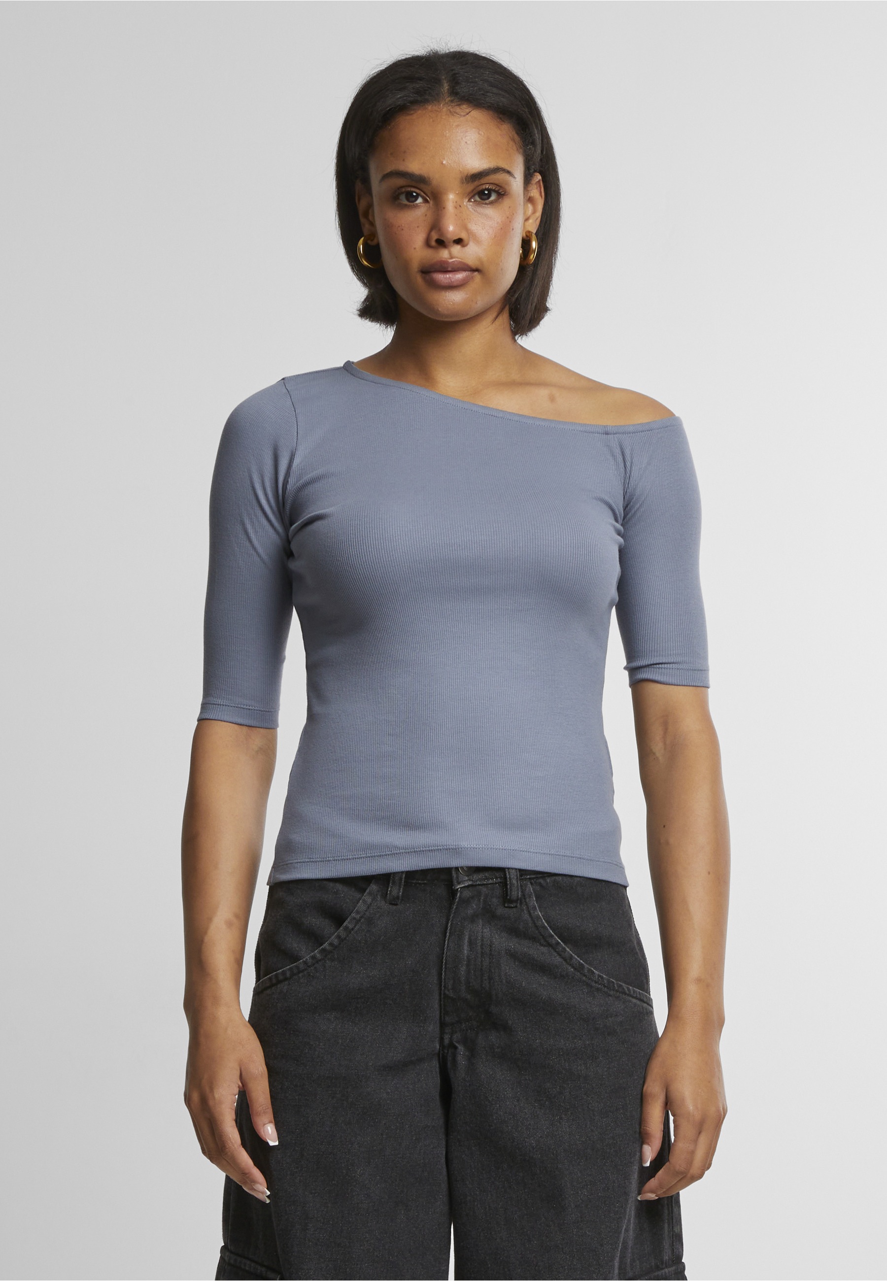 URBAN CLASSICS T-Shirt »Urban Classics Ladies Organic Asymmetric Rib Tee« 1 Stk.