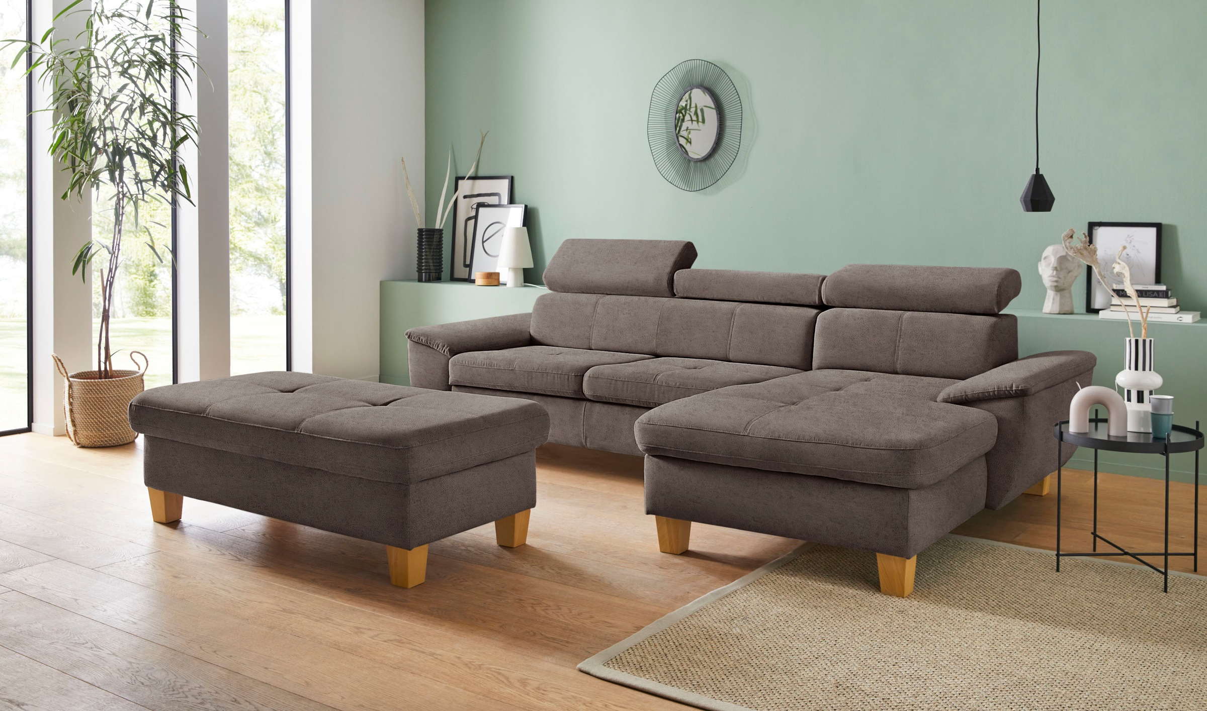 exxpo - sofa fashion Ecksofa »Enya, aufwendige Detailverarbeitung, hoher Sitzkomfort, bequem, L-Form«, inkl. Kopfteilverstellung, wahlweise mit Bettfunktion und Bettkasten