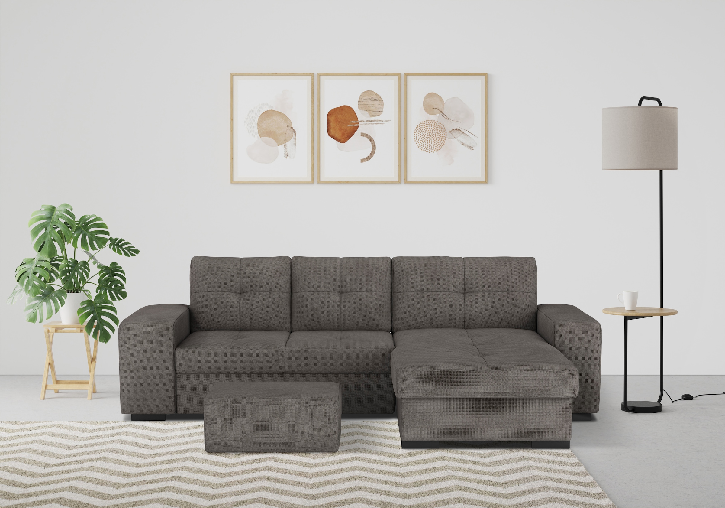 COTTA Ecksofa "Mattina L-Form" mit Hocker, wahlweise mit Bettfunktion & Bet günstig online kaufen