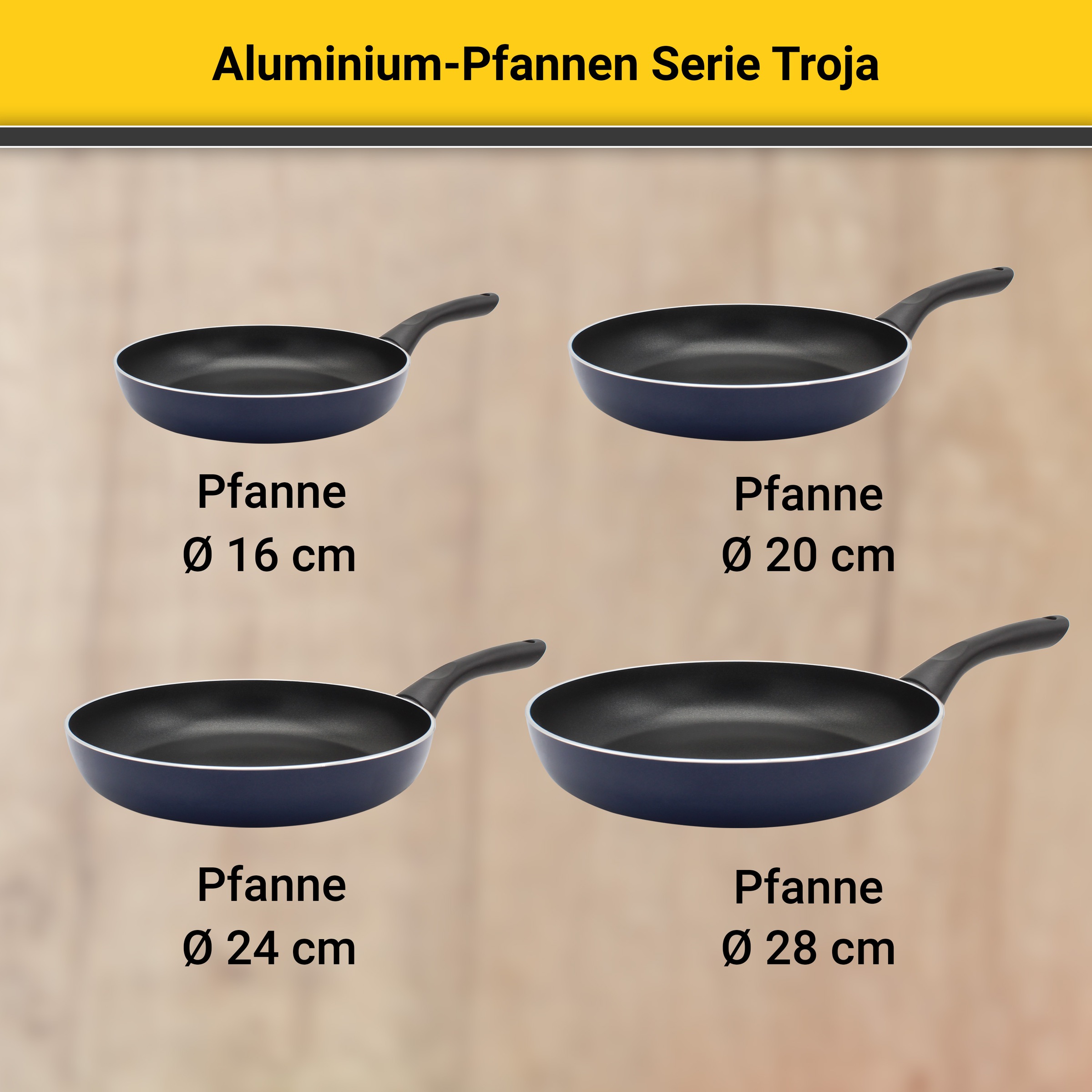 Krüger Bratpfanne »Troja«, Aluminium, (1 tlg.), für Induktions-Kochfelder geeignet