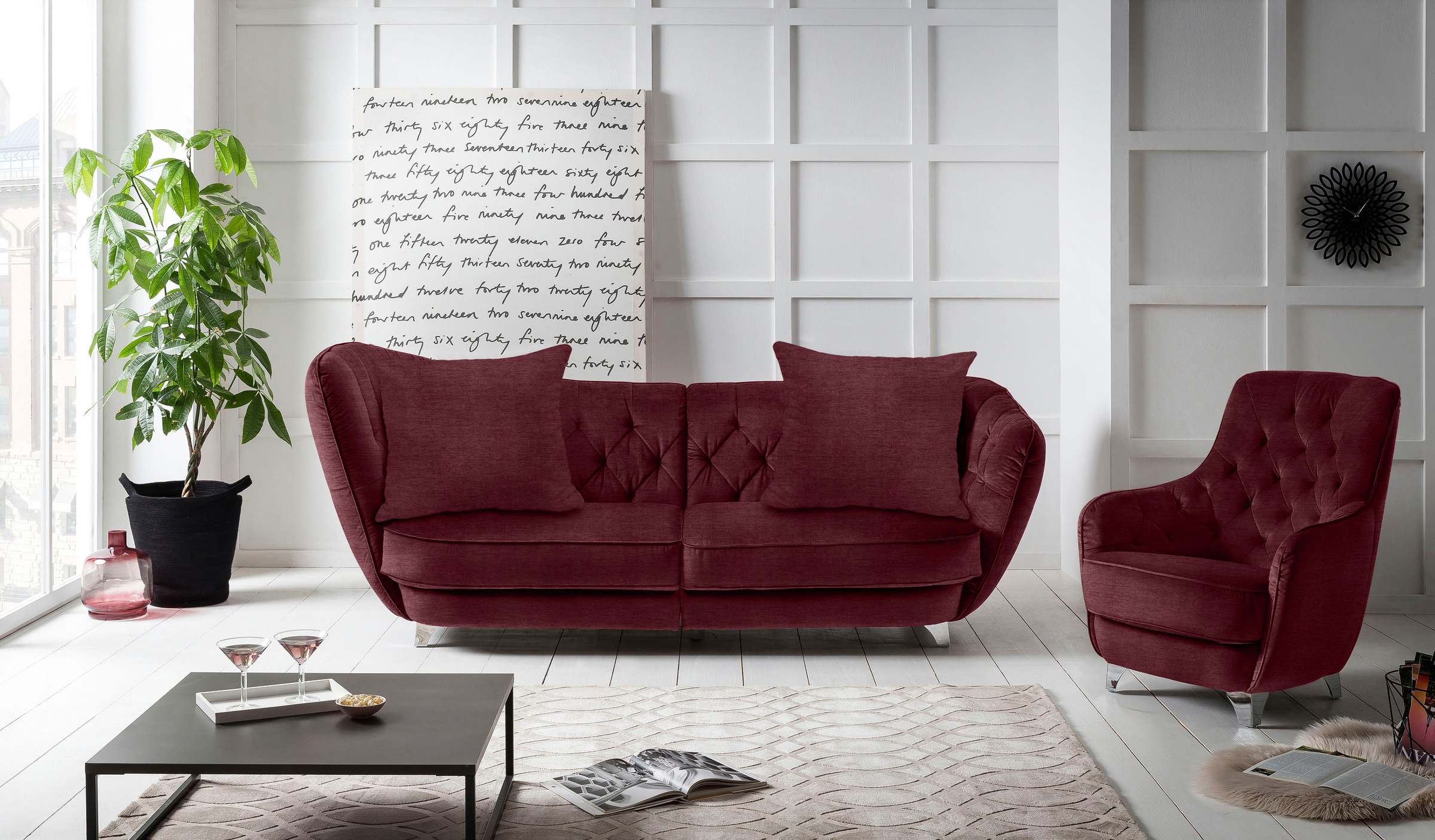 Leonique Big-Sofa »Retro«, stylischer Hochlehner