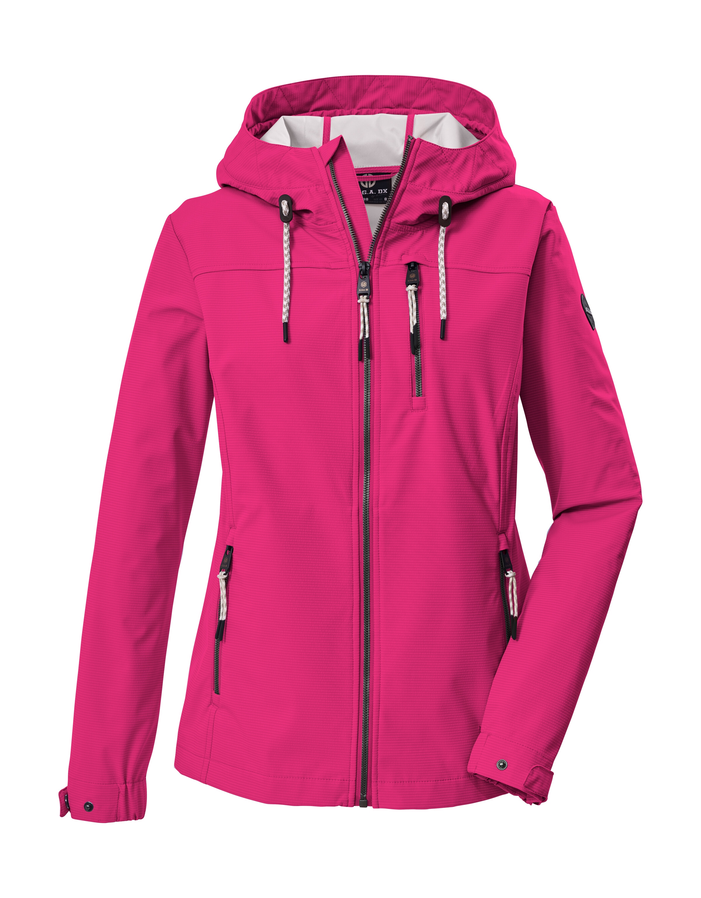 Softshelljacke "GS 111 WMN SFTSHLL JCKT", Damen, Gr. 36, pink, Oberseite: 100% Polyester;Rückseite: 100% Polyester;Futter: 100% Polyester, G.I.G.A. DX BY KILLTEC, Jacken Softshelljacke, Atmungsaktive, wasserabweisende Damenjacke mit verstellbarer Kapuze