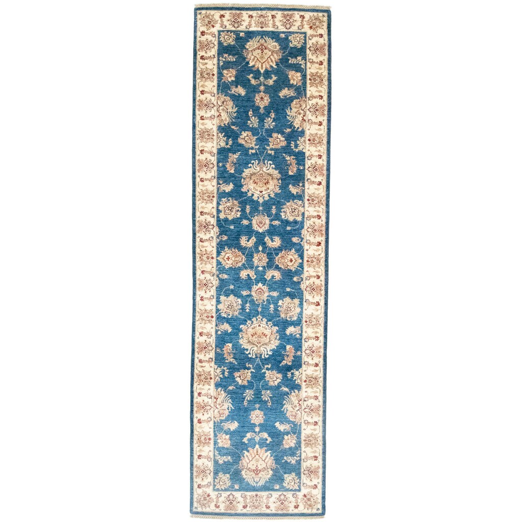 morgenland Wollteppich »Ziegler Teppich handgeknüpft blau«, rechteckig