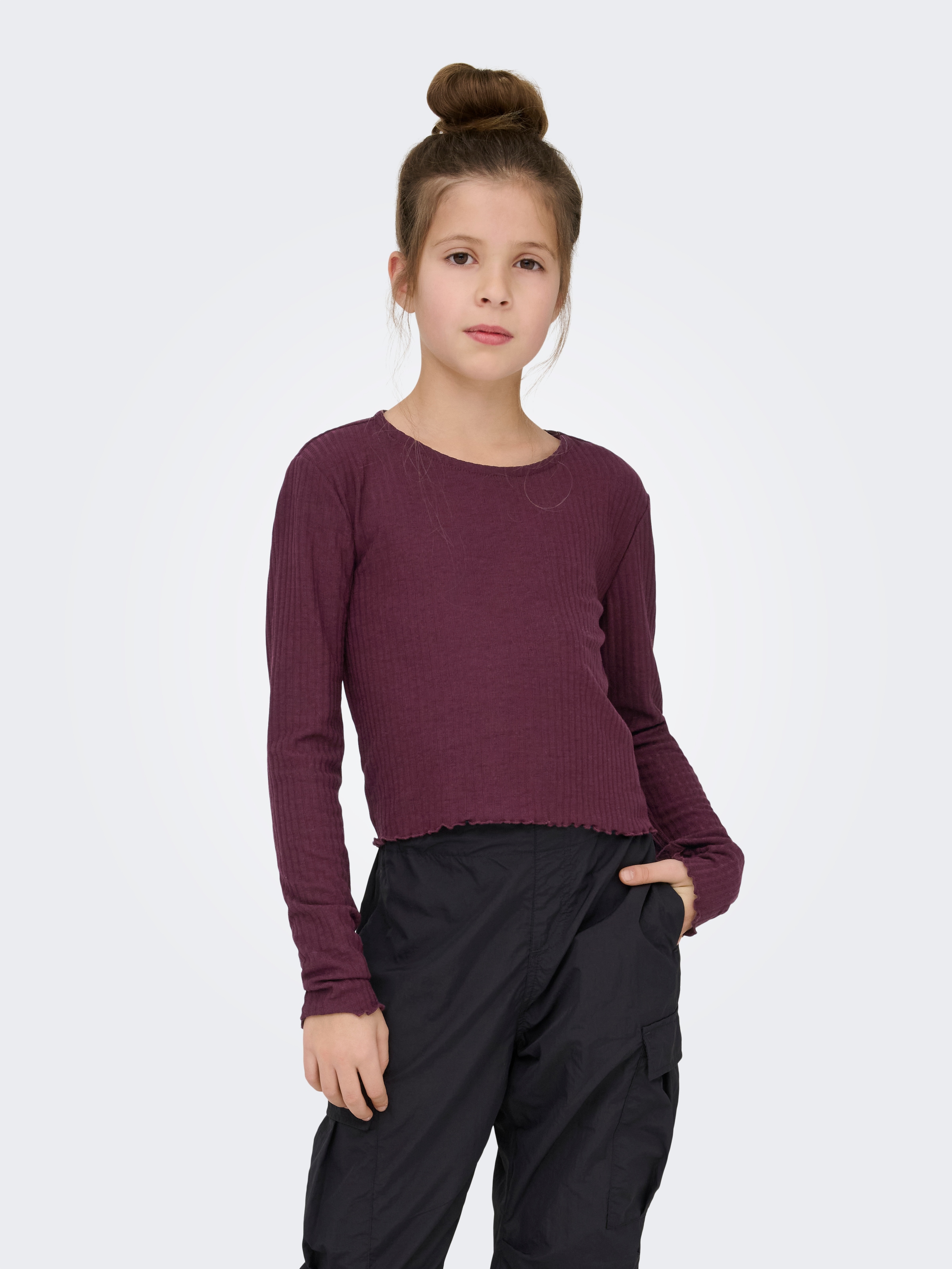KIDS ONLY Langarmshirt »KOGNELLA L/S O-NECK TOP JRS NOOS« Materialmix