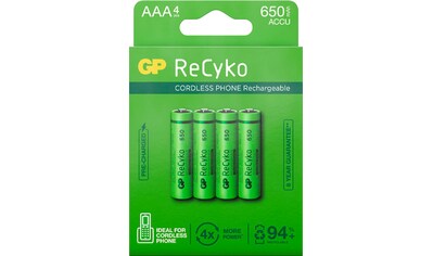 GP Batteries Batterie »4er Pack AAA NiMH 650 mAh ReCyko 1,2V«, 1,2 V, (Set, 4 St.) kaufen