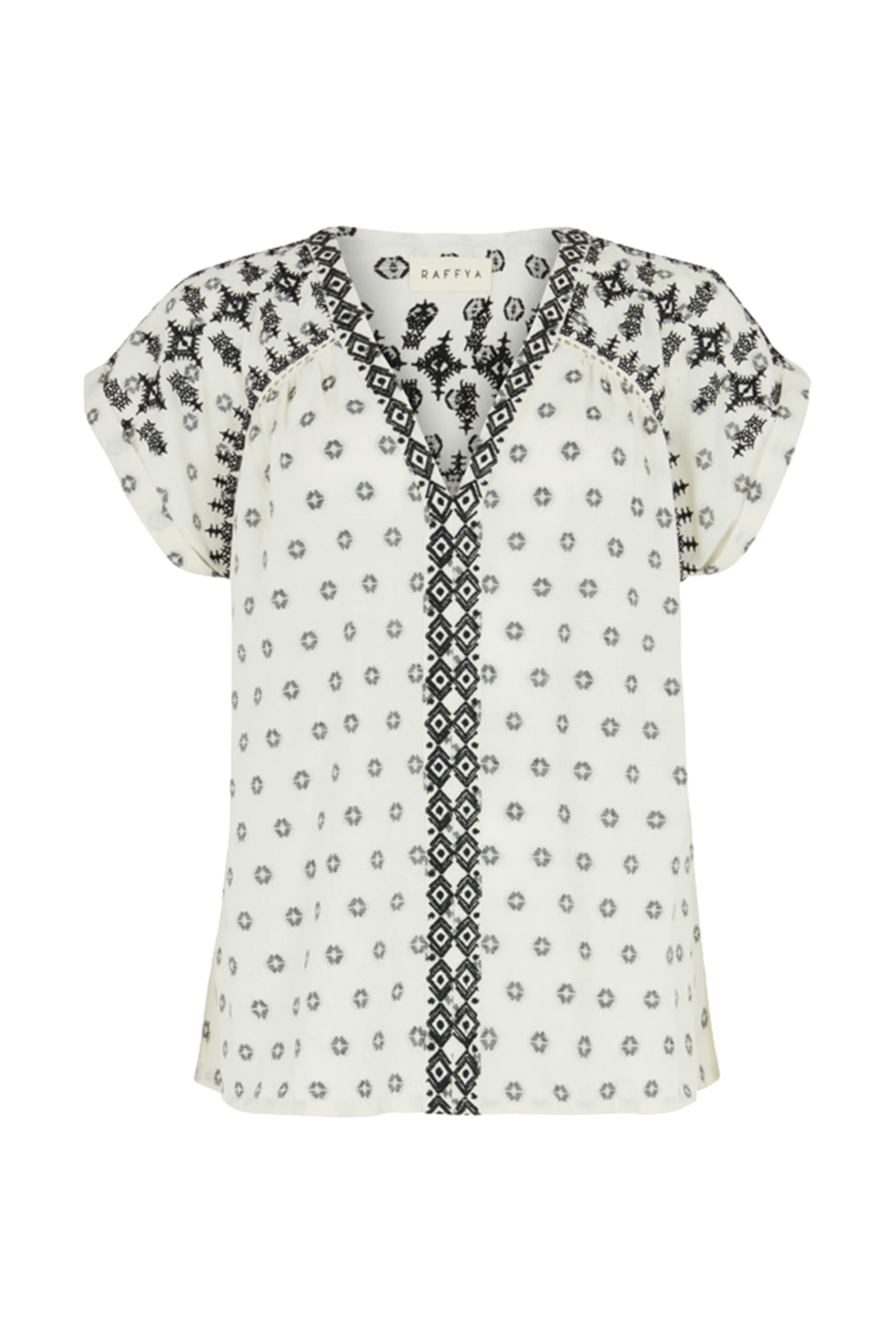 RAFFYA Hemdbluse "Amira V-Neck Embroidered Blouse Damen" günstig online kaufen