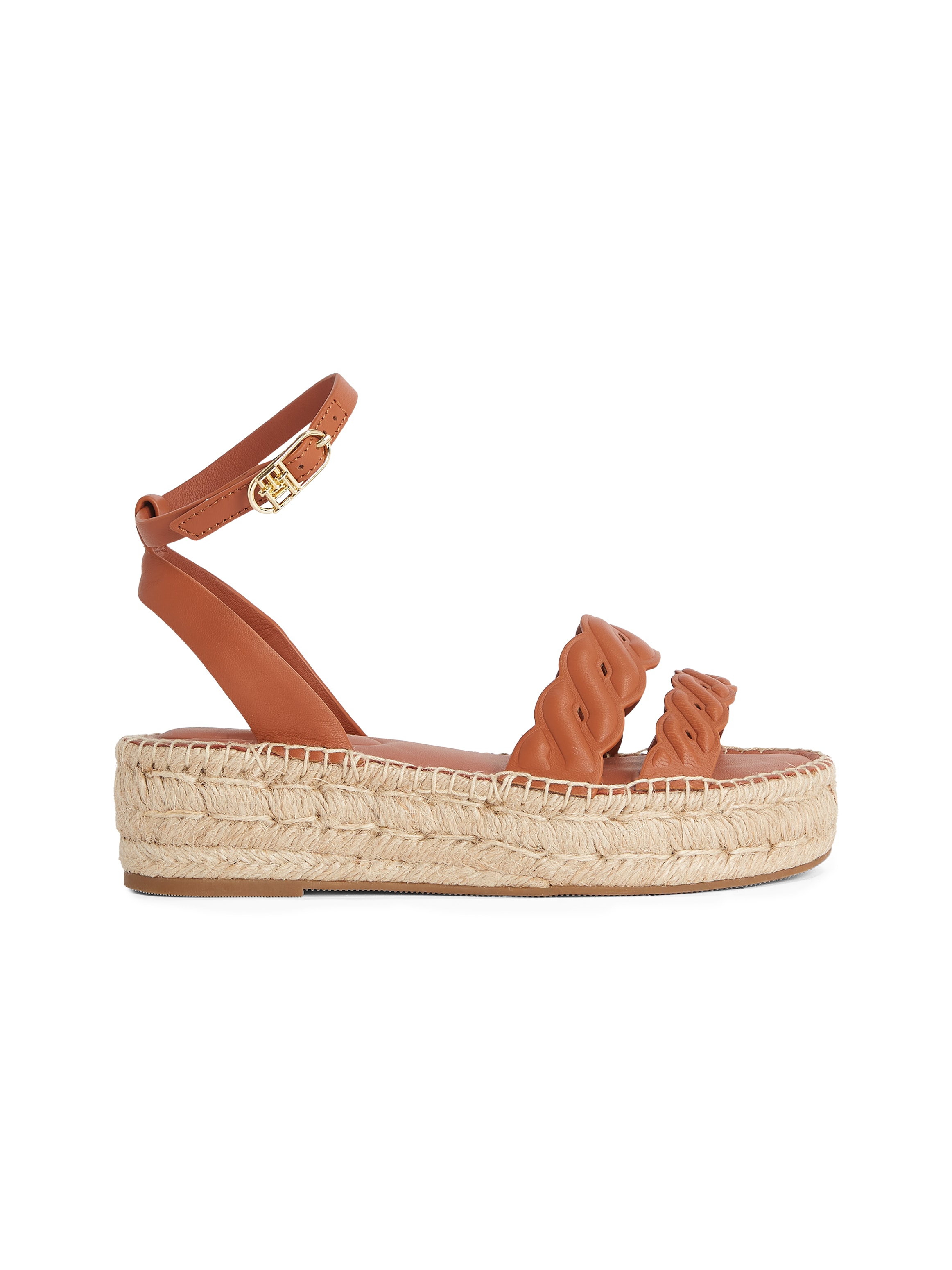 Tommy Hilfiger Keilsandalette »LEATHER ROPE REAL ESPAD SANDAL«, Plateau, Sommerschuh, Riemchensandale mit verstellbarer Schnalle