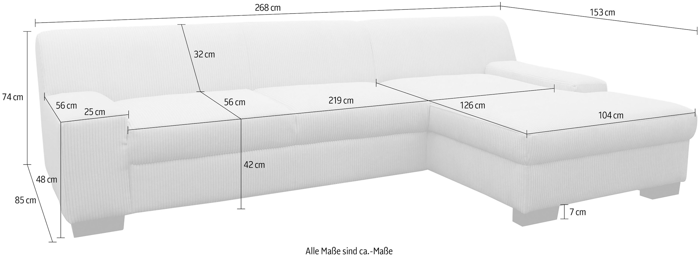 OTTO home Ecksofa »Faxe 268 x 153 cm, auch mit Schlaffunktion« L-Form, aus pflegeleichtem, weichem Luxus-Microfaser Bezug