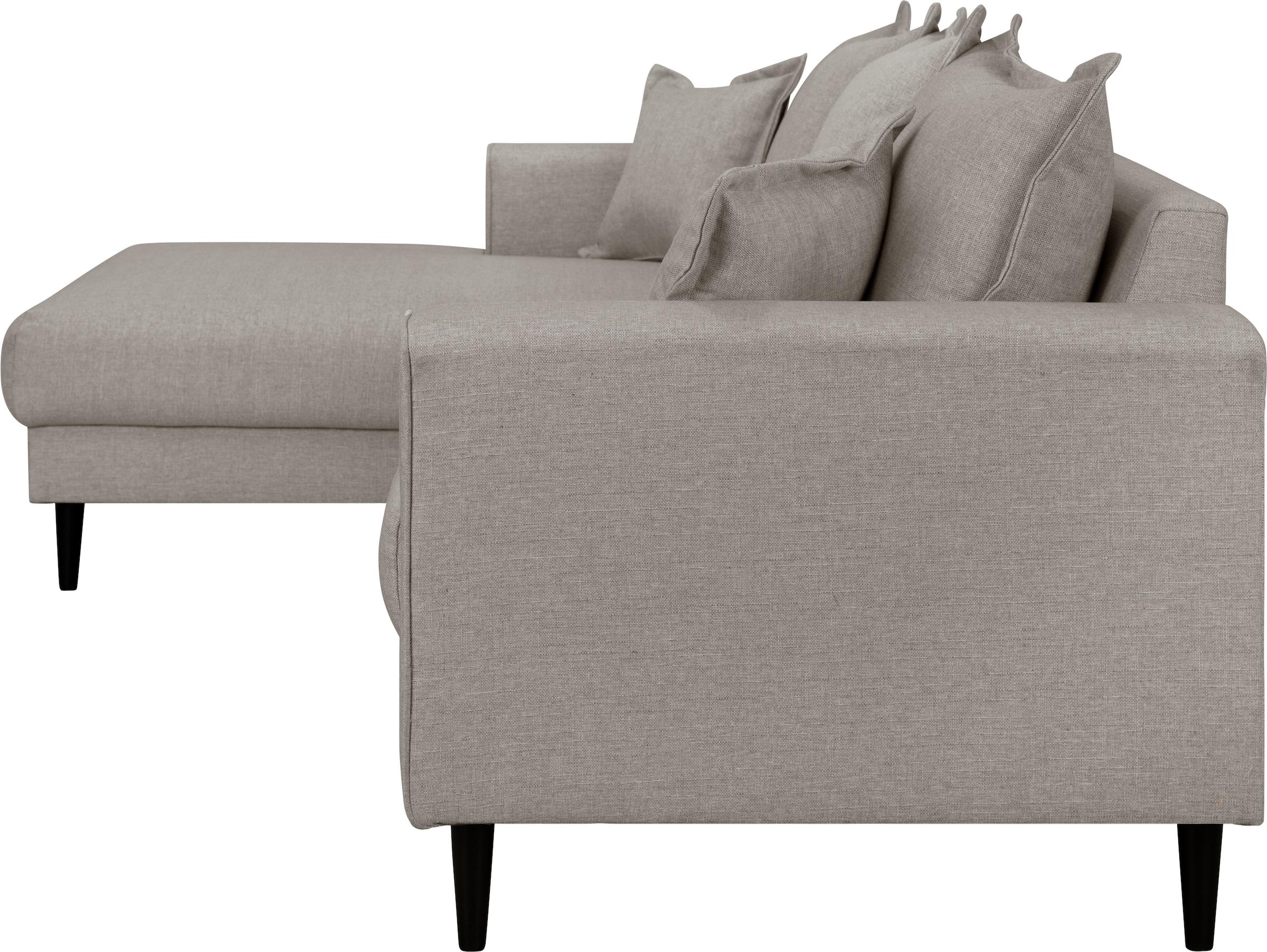 Home affaire Ecksofa »VEYRAS L-Form, hoher Sitzkomfort, Maße B/T/H: 230/150/76 cm«, mit Wellenunterfederung, incl. Rückenkissen und Zierkissen