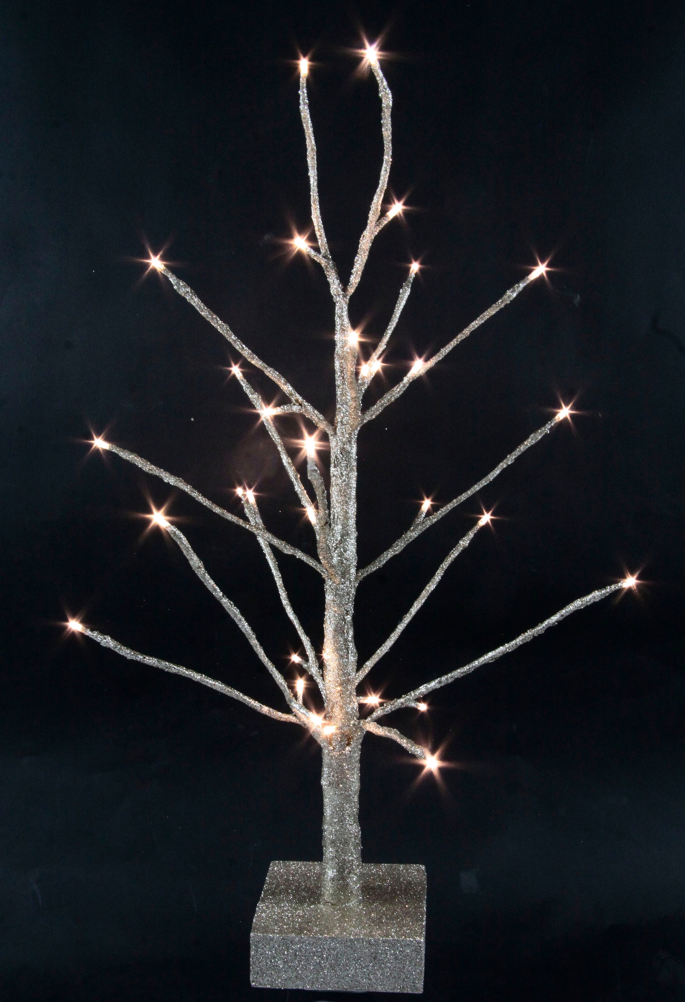 I.GE.A. LED Baum cm Höhe Weihnachtsbaum, Kunstbaum«, | Deko-Baum 65 Weihnachtsdeko, BAUR Holzfuß Glitzer champagnerfarben, »Künstlicher aus mit