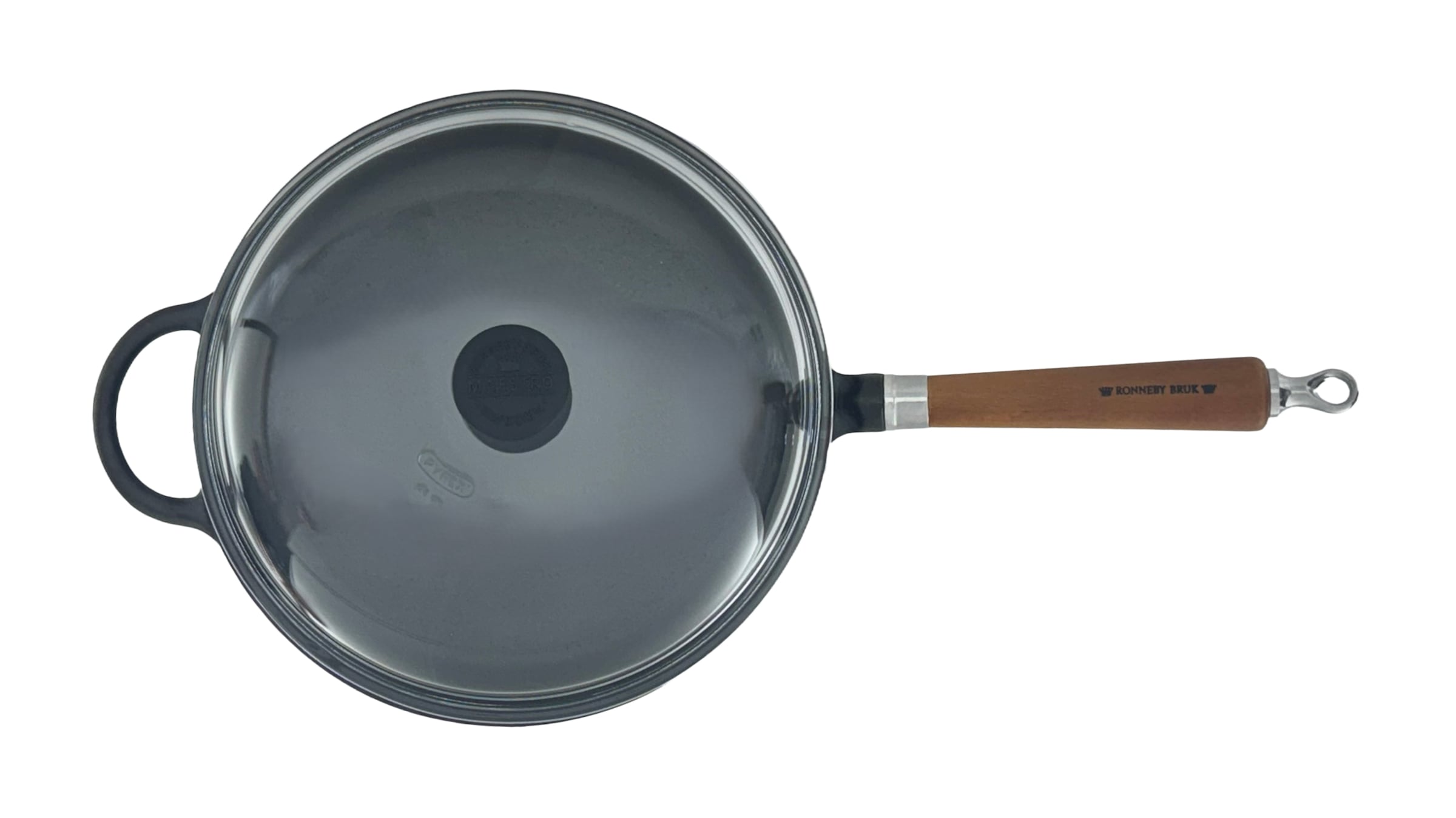 Ronneby Bruk Bratpfanne »Maestro, hoch, Ø 28 cm, mit Glasdeckel, Holzgriff & Gegengriff« Gusseisen 1 tlg.
