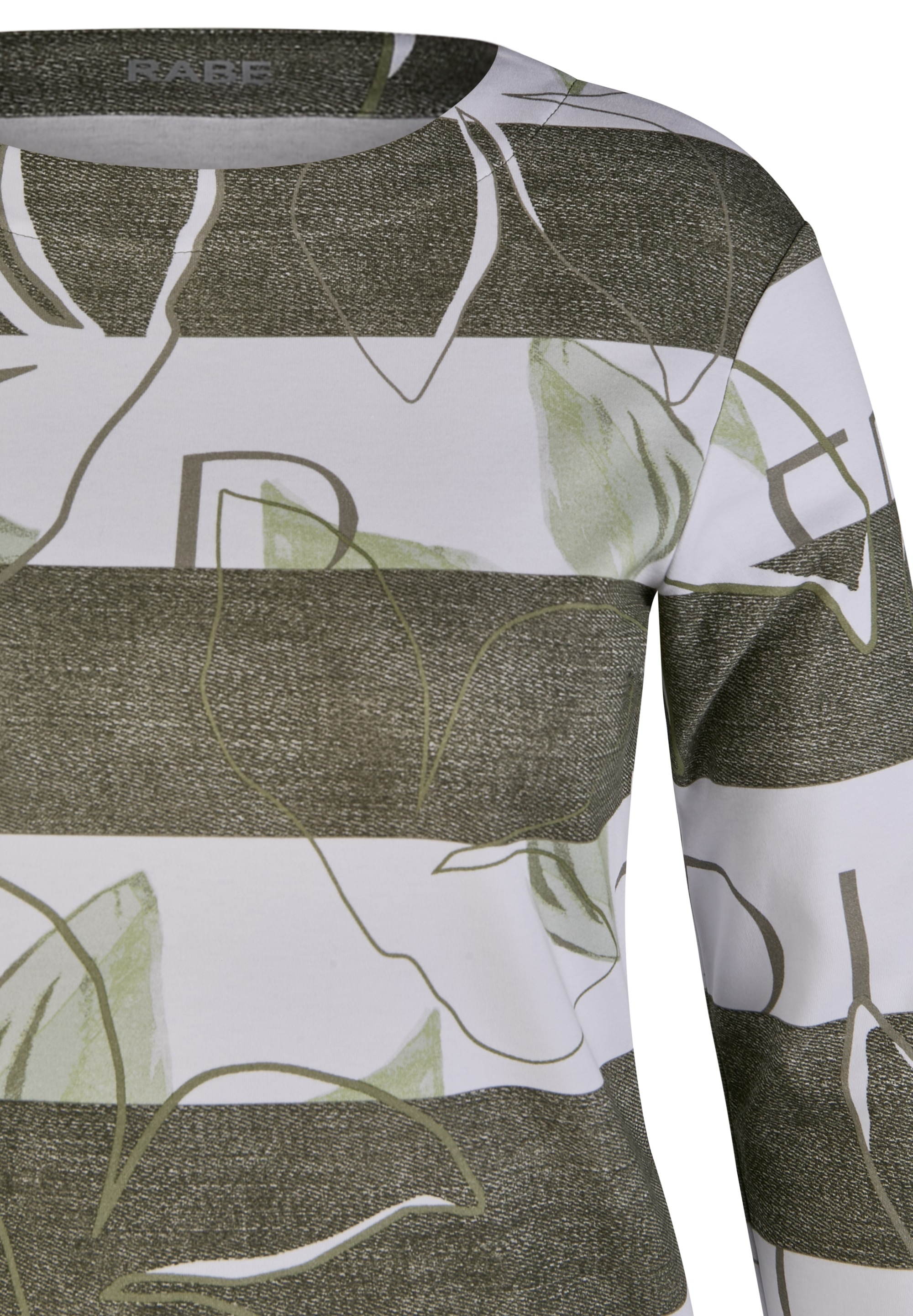 Rabe 3/4-Arm-Shirt, mit Blockstreifen und grafischem Print