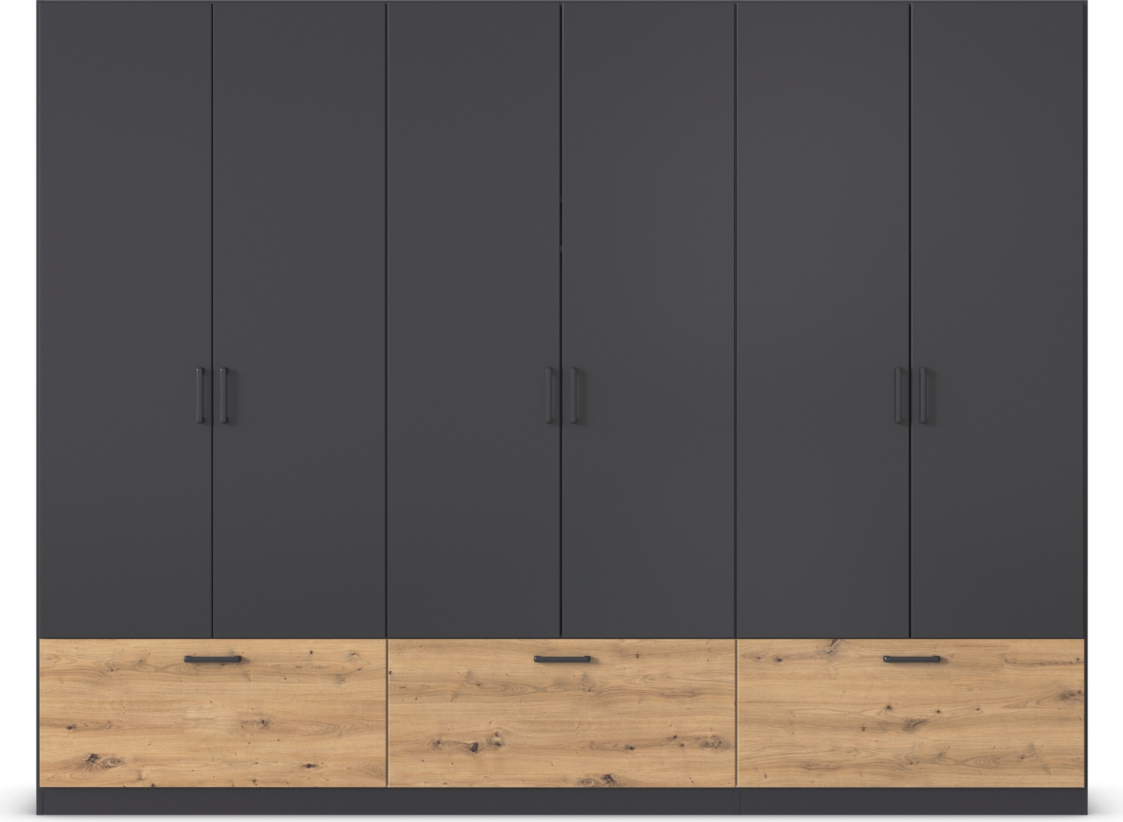 rauch Drehtürenschrank »Kleiderschrank Schrank Garderobe Wäscheschrank BARI«, mit Schubkästen und modernem Griff in Graumetallic MADE IN GERMANY
