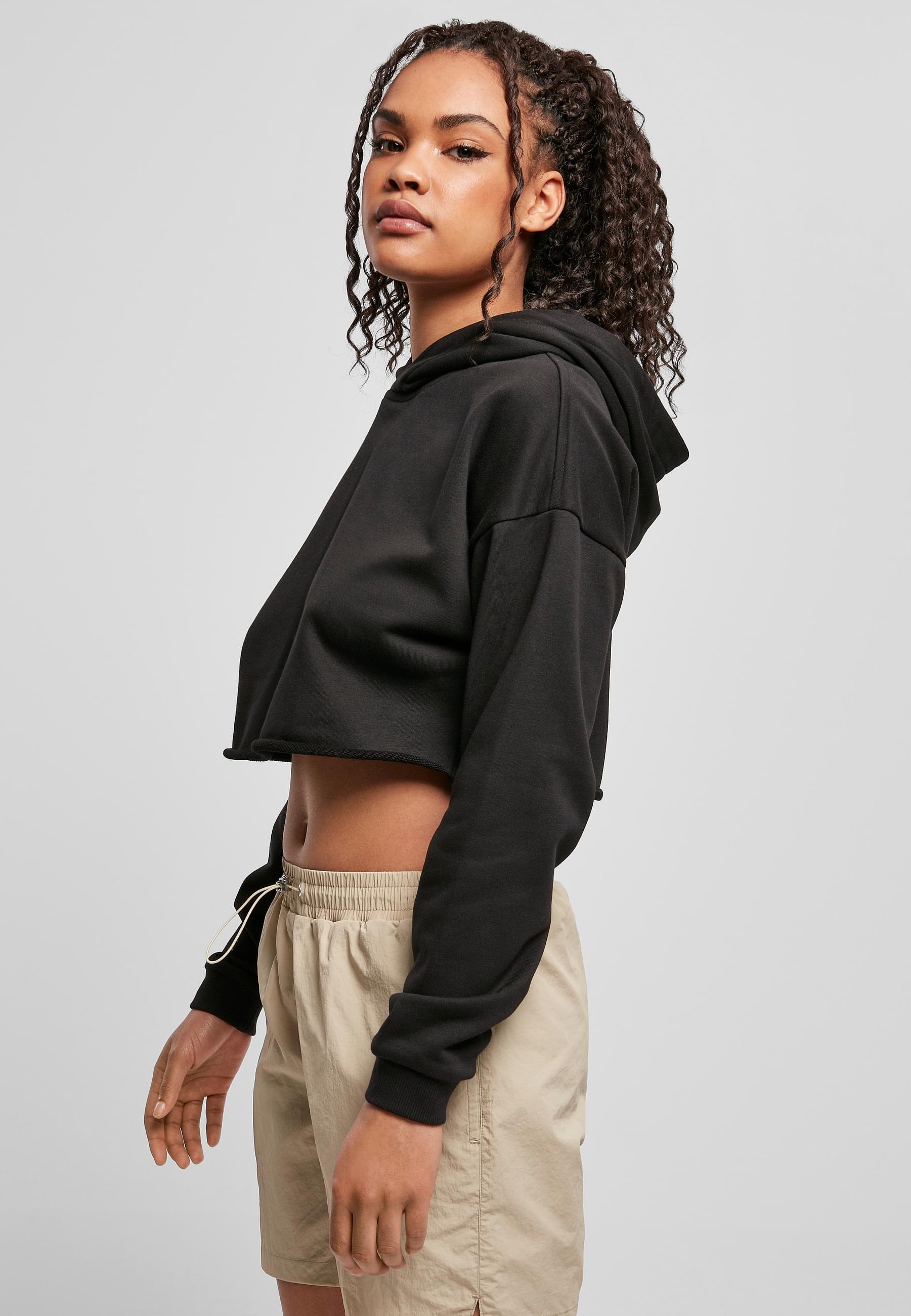URBAN CLASSICS Rundhalspullover »Urban Classics Damen Ladies Oversized Cropped Hoody«, (1 tlg.)