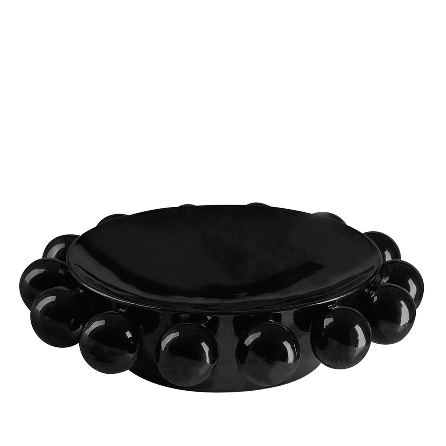 Dekoschale FINK STUDIO, B:30cm H:7,5cm T:30cm Ø:30cm, schwarz, Porzellan, Dekoschalen, "HIGH BALL", in STUDIO Geschenkverpackung