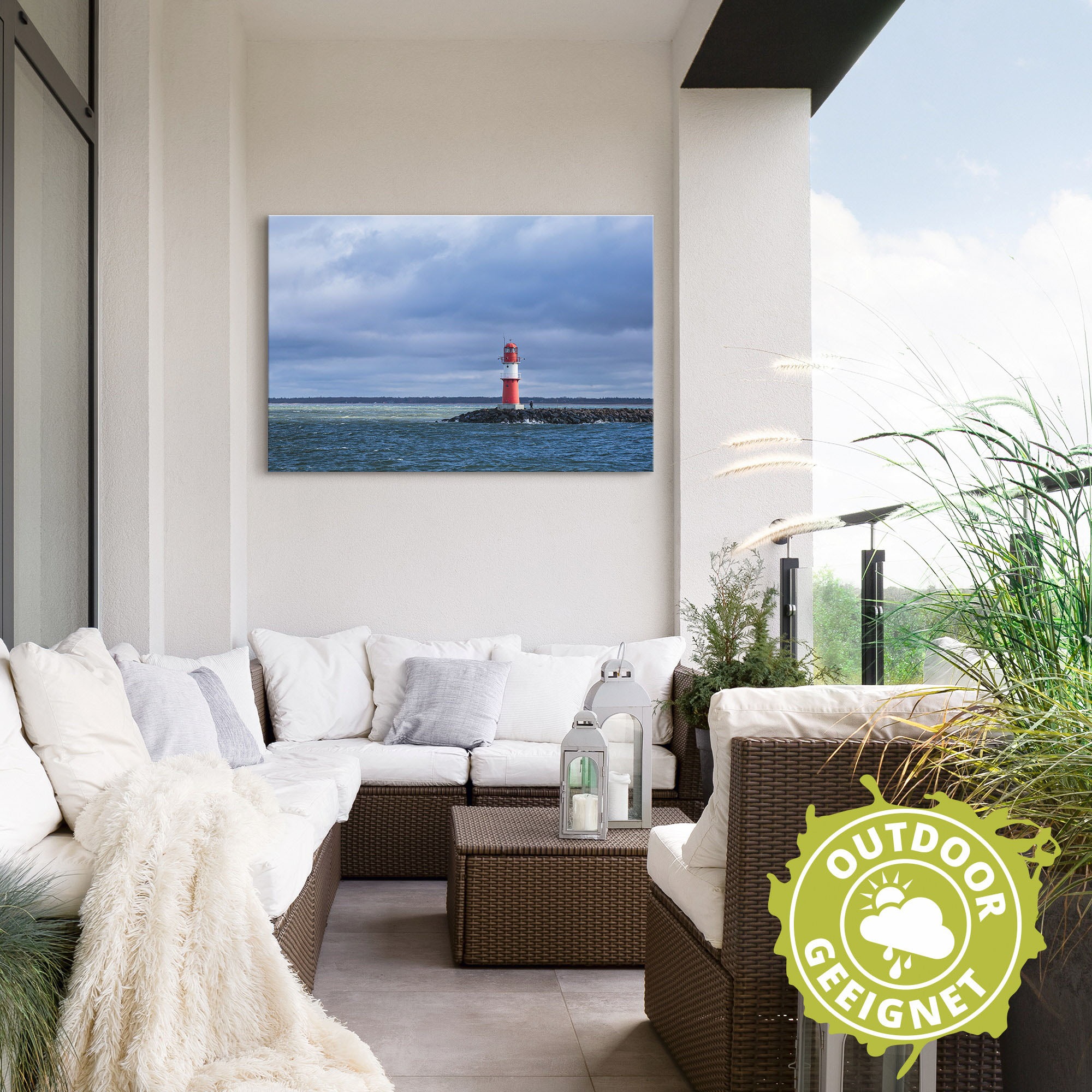 Artland Wandbild »Mole an der Ostseeküste in Warnemünde«, Gewässer, (1 St.), als Alubild, Leinwandbild, Wandaufkleber oder Poster in versch. Größen
