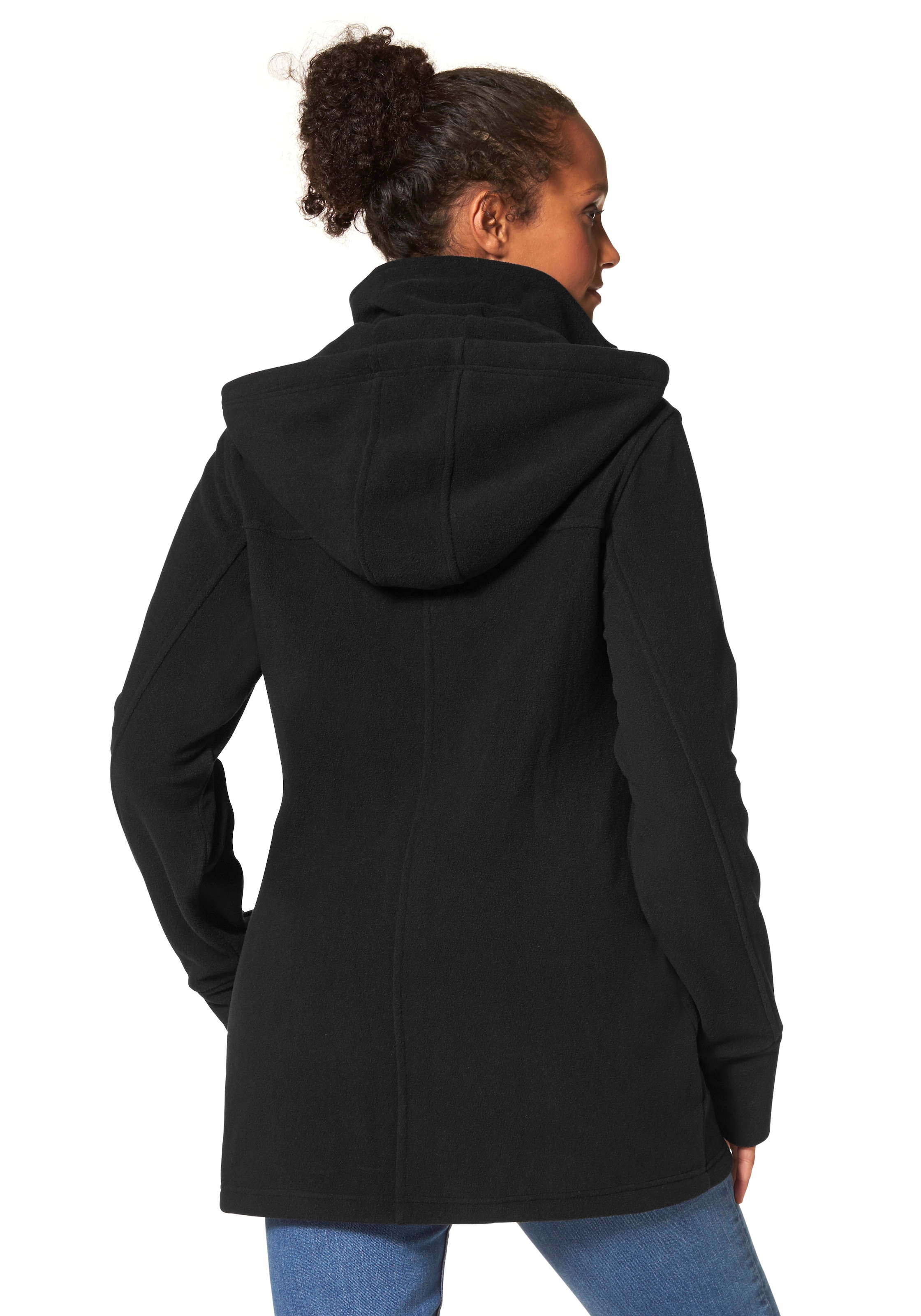 Polarino Fleecejacke "Große Größen" mit Kapuze für kalte Tage, aus Fleece, sportlicher Stil, atmungsaktiv