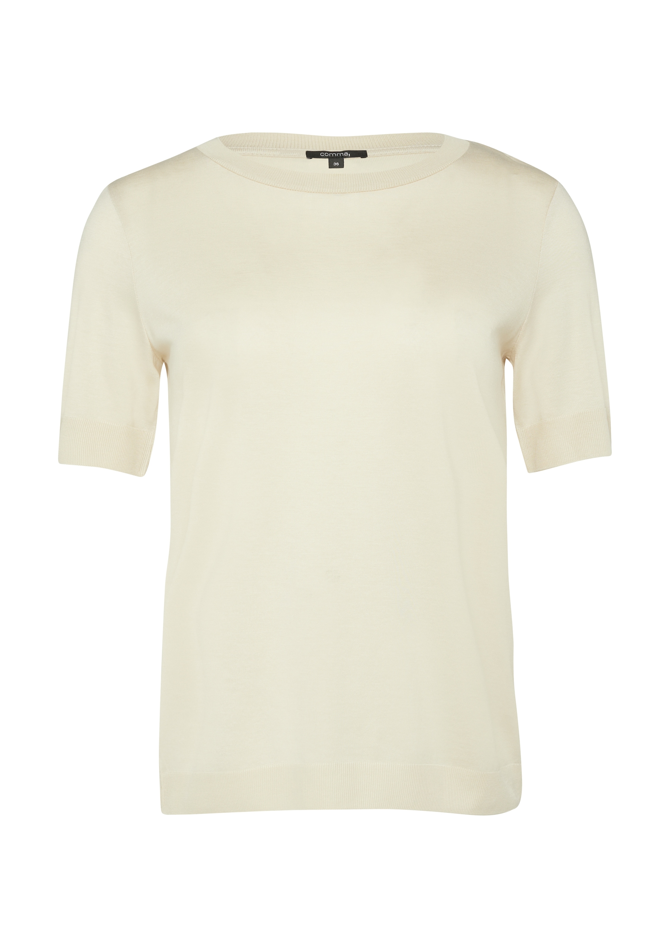 Comma T-Shirt, aus Strick mit Rippdetails