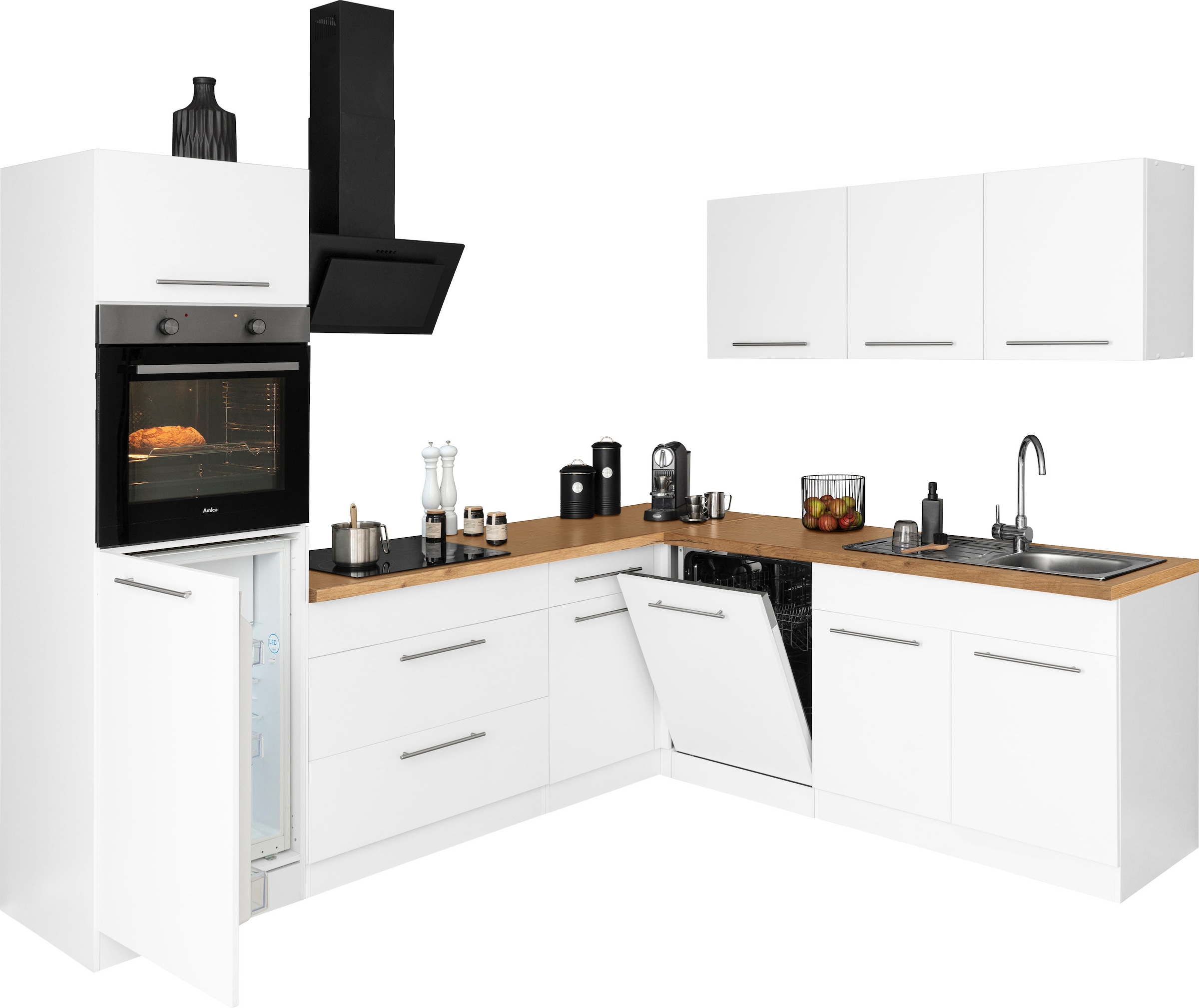 wiho Küchen Winkelküche »Unna«, 220 | cm mit E-Geräten, bestellen x 260 BAUR Stellbreite