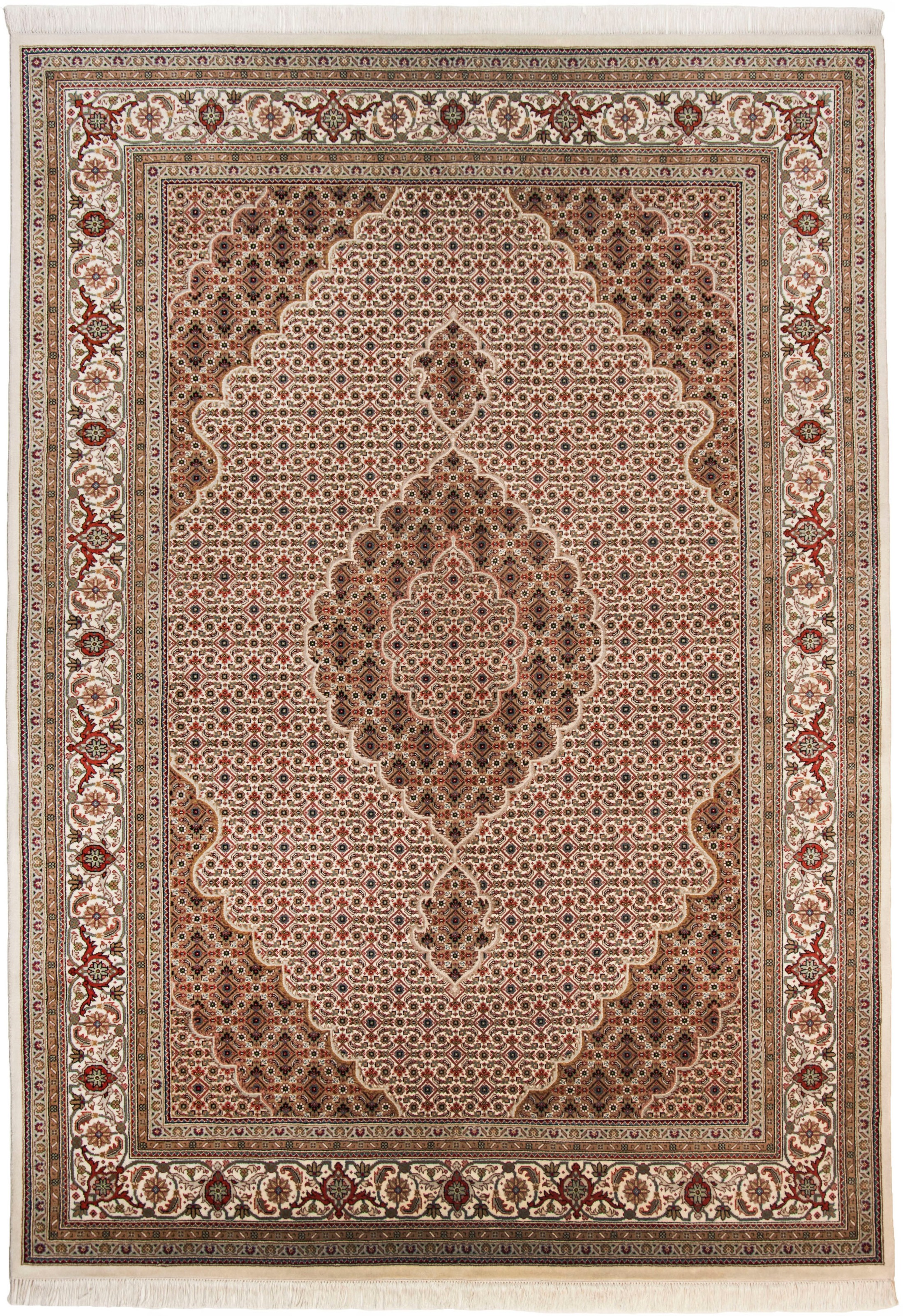 my home Orientteppich »Irrfan«, rechteckig, 12 mm Höhe, handgeknüpft, Material: 80% Wolle, 20% Seide, mit Fransen