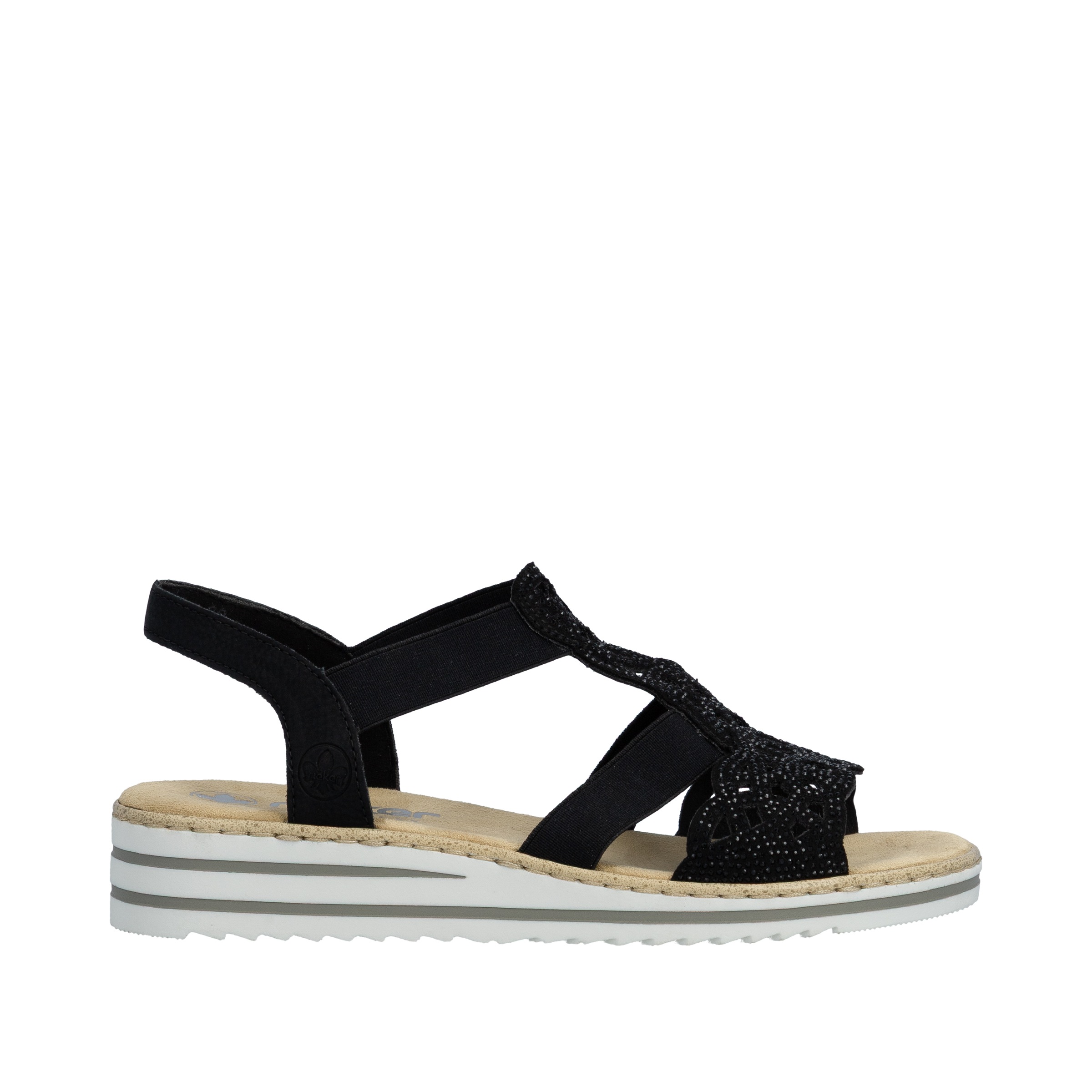 Rieker Sandale  Keilsandalette, Sommerschuh mit Glitzersteine