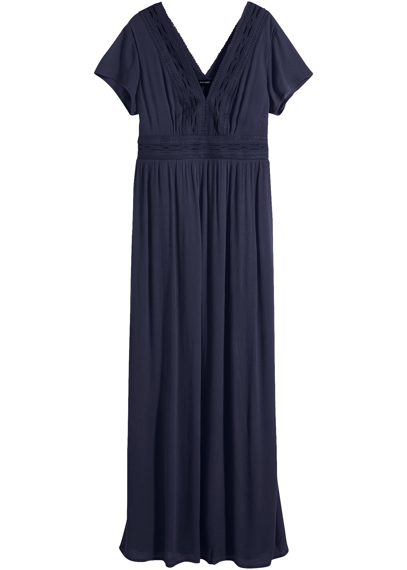 bonprix Maxikleid aus Viskose, mit gehäkelter Spitze, figurumspielende Passform