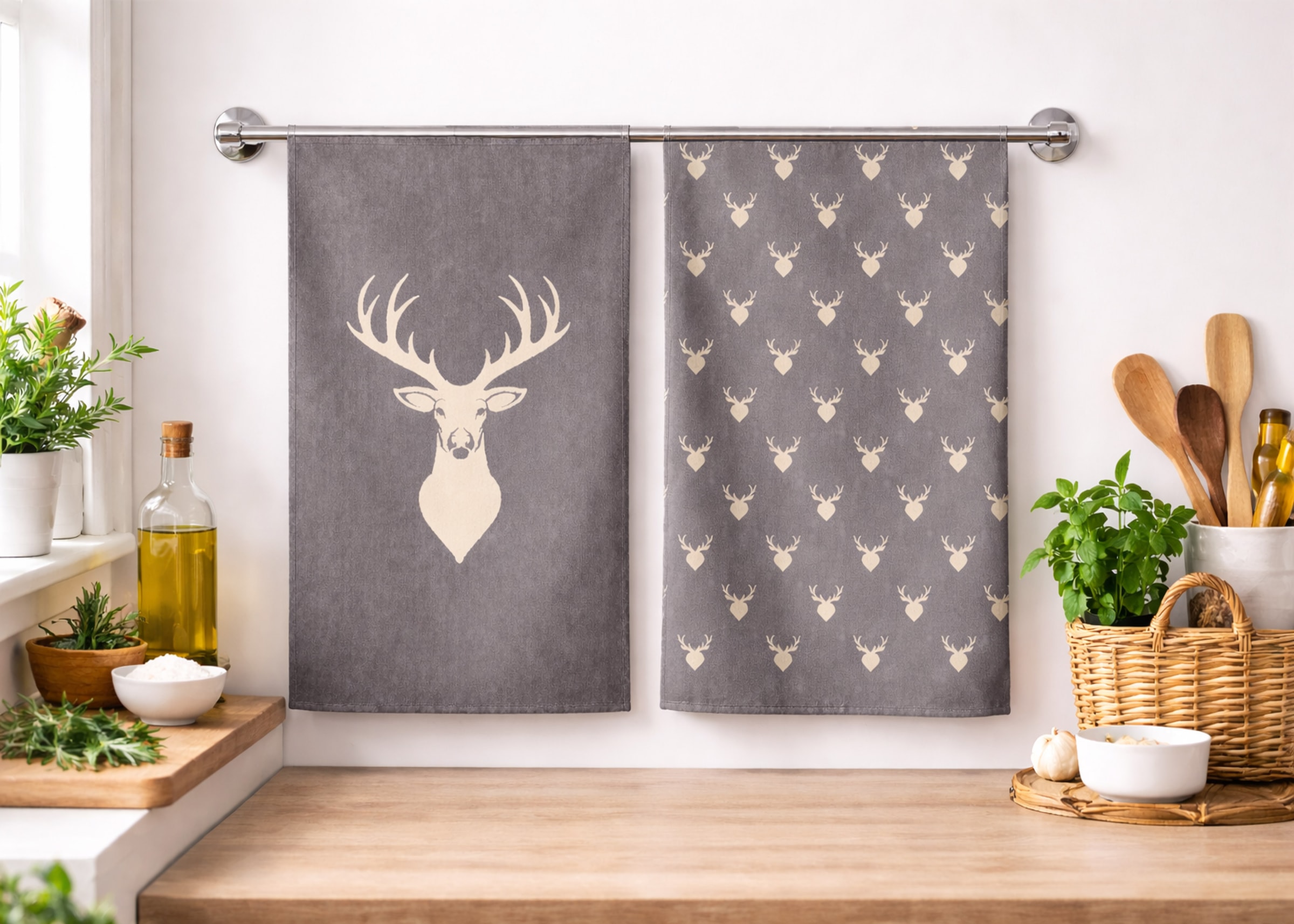 ROSS Geschirrtuch »Hirsch, allover 3er-Pack«