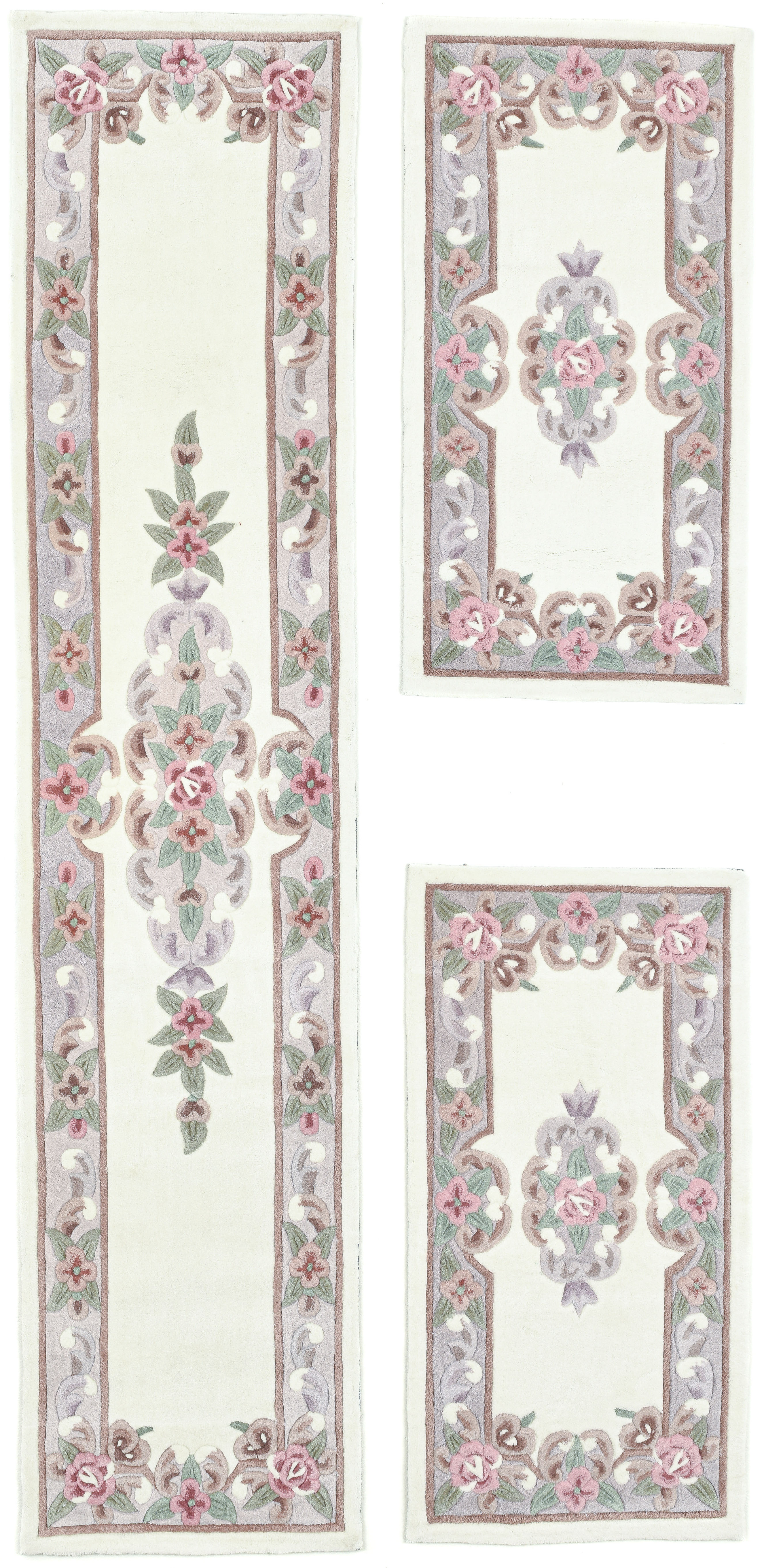 THEKO Bettumrandung "Ming" Höhe 14 mm 3 Stk. tlg. Bettvorleger, Läufer-Set, Pastell-Farben, florales Design