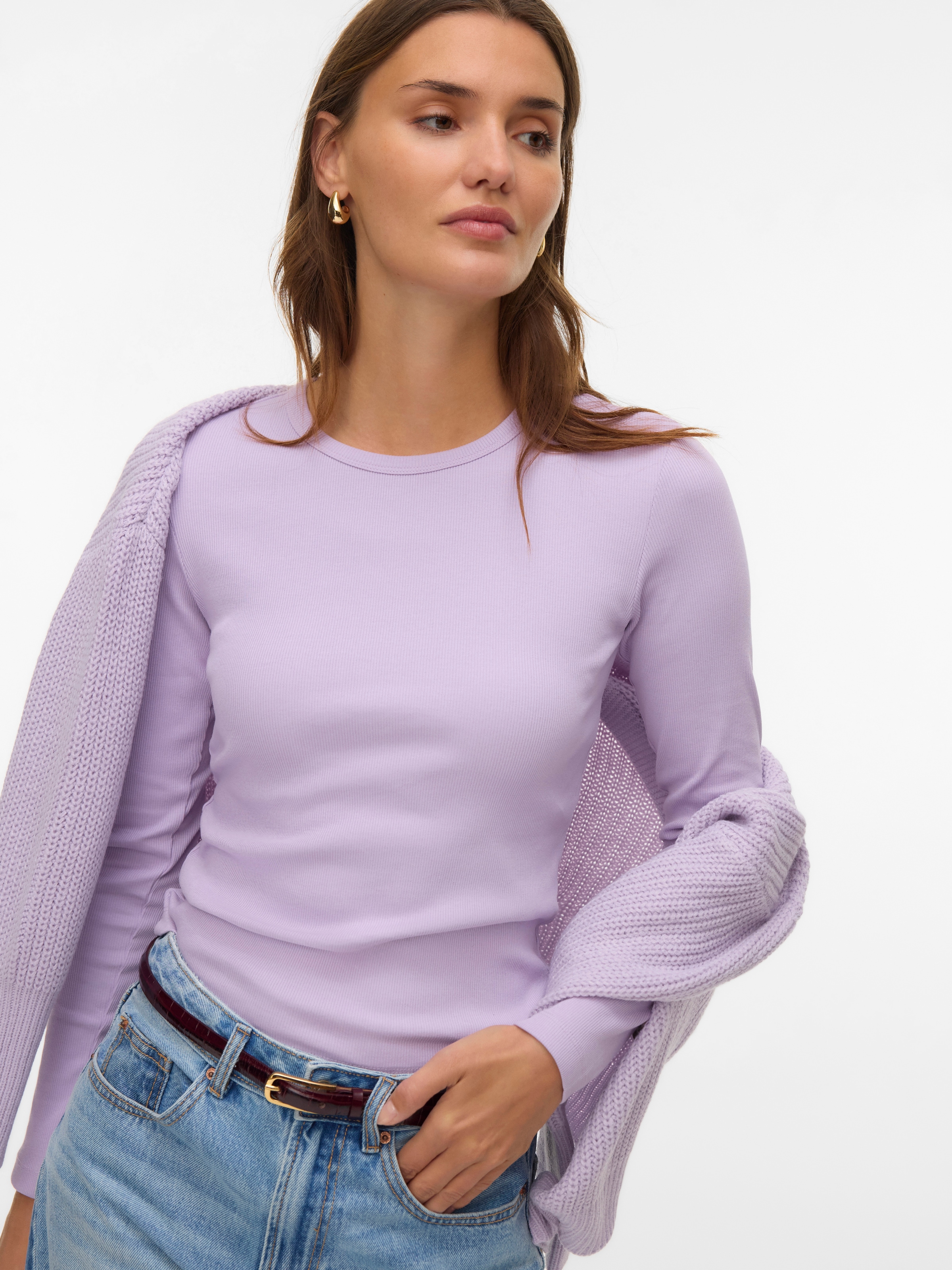 Vero Moda Langarmshirt "VMCHLOE LS SHORT TOP JRS NOOS" Baumwollmischung günstig online kaufen