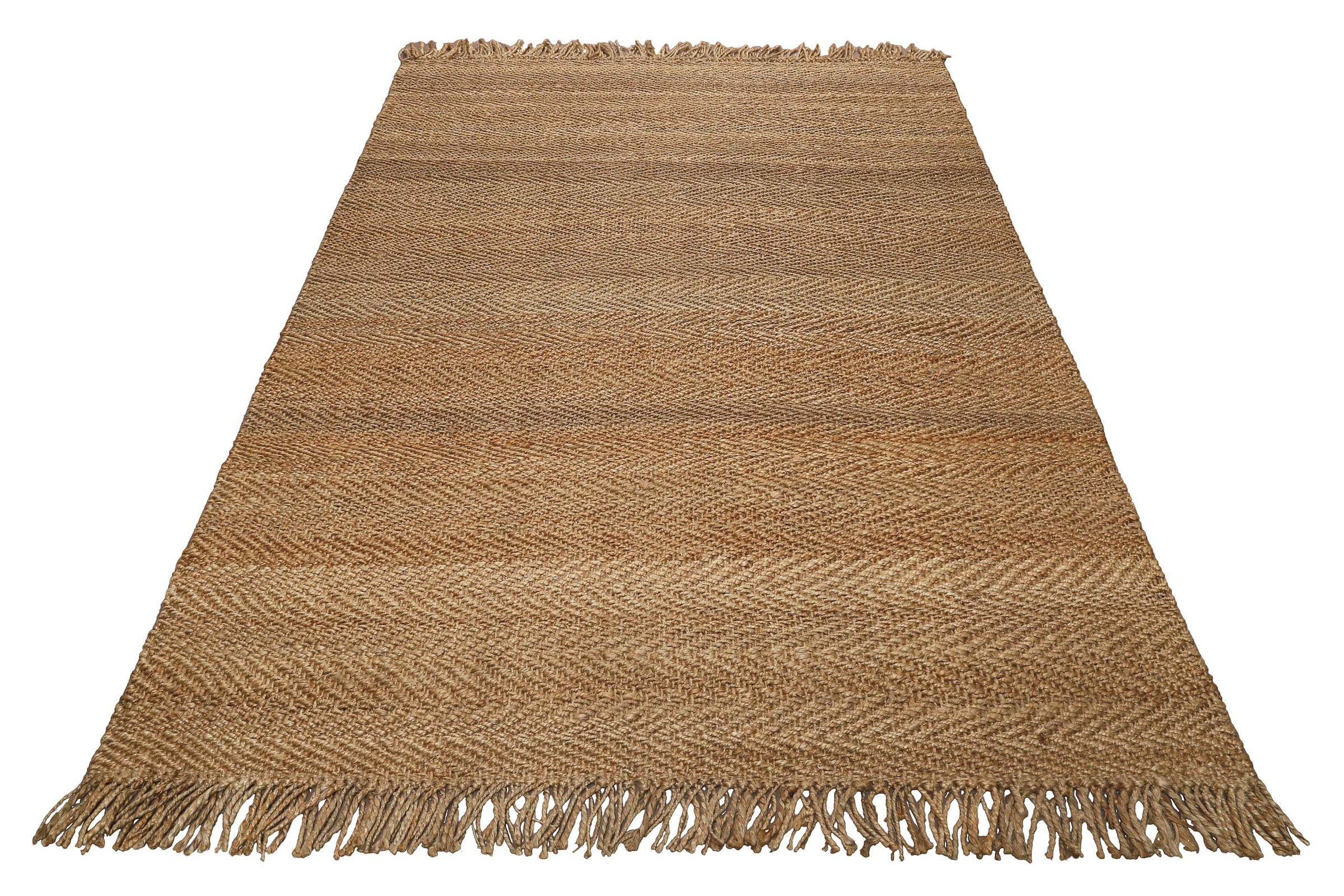 Green Looop Teppich »Dhurry«, rechteckig, 12 mm Höhe, handgewebt, robust, strapazierfähig, Jute, Natur, Wohnzimmer