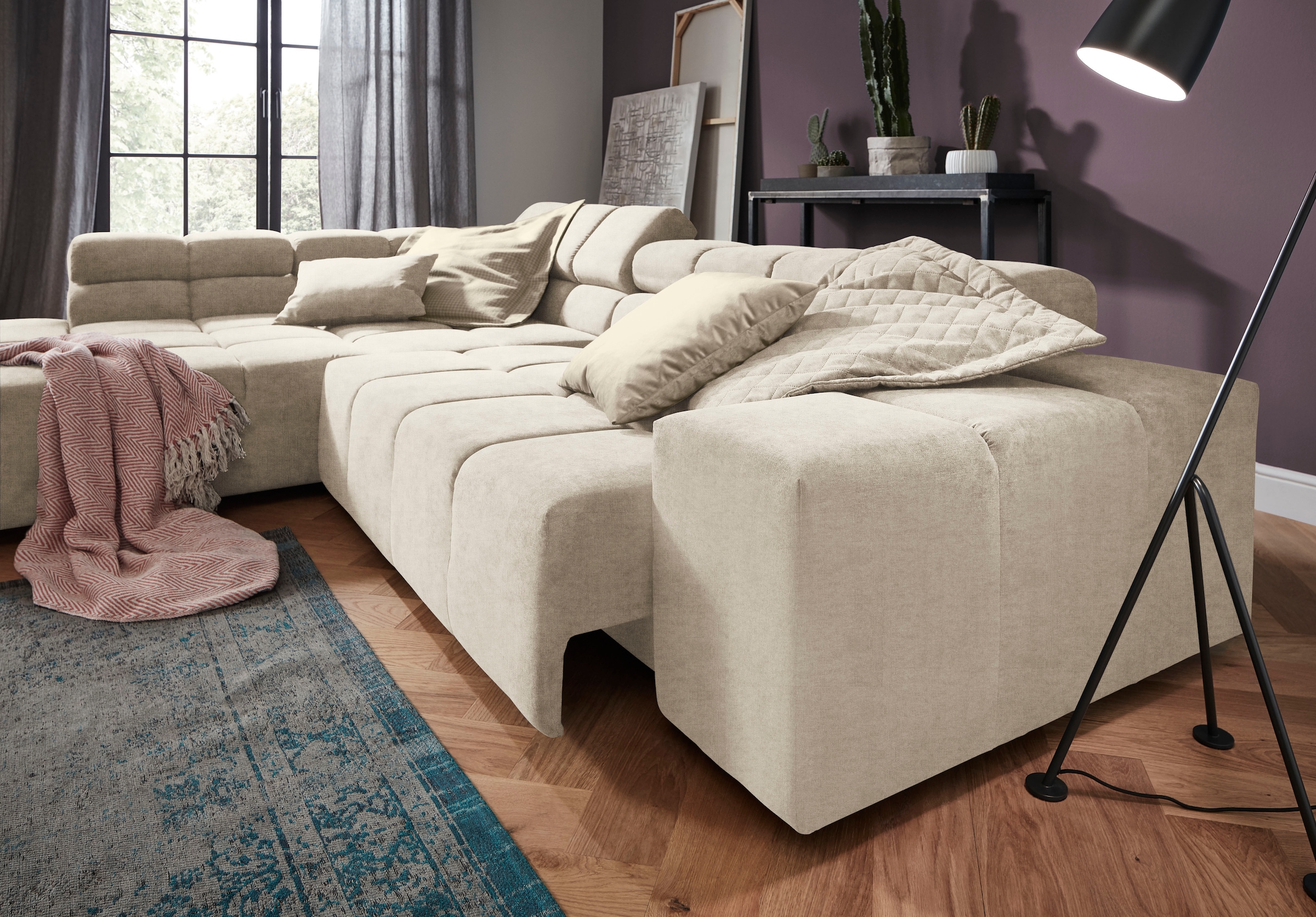 INOSIGN Ecksofa »Ancona incl. Kopfteilverstellung, OTTOs Choice, Breite 319cm, L-Form«, wahlweise motorische Sitztiefenverstellung, auch in Cord + Easy Care