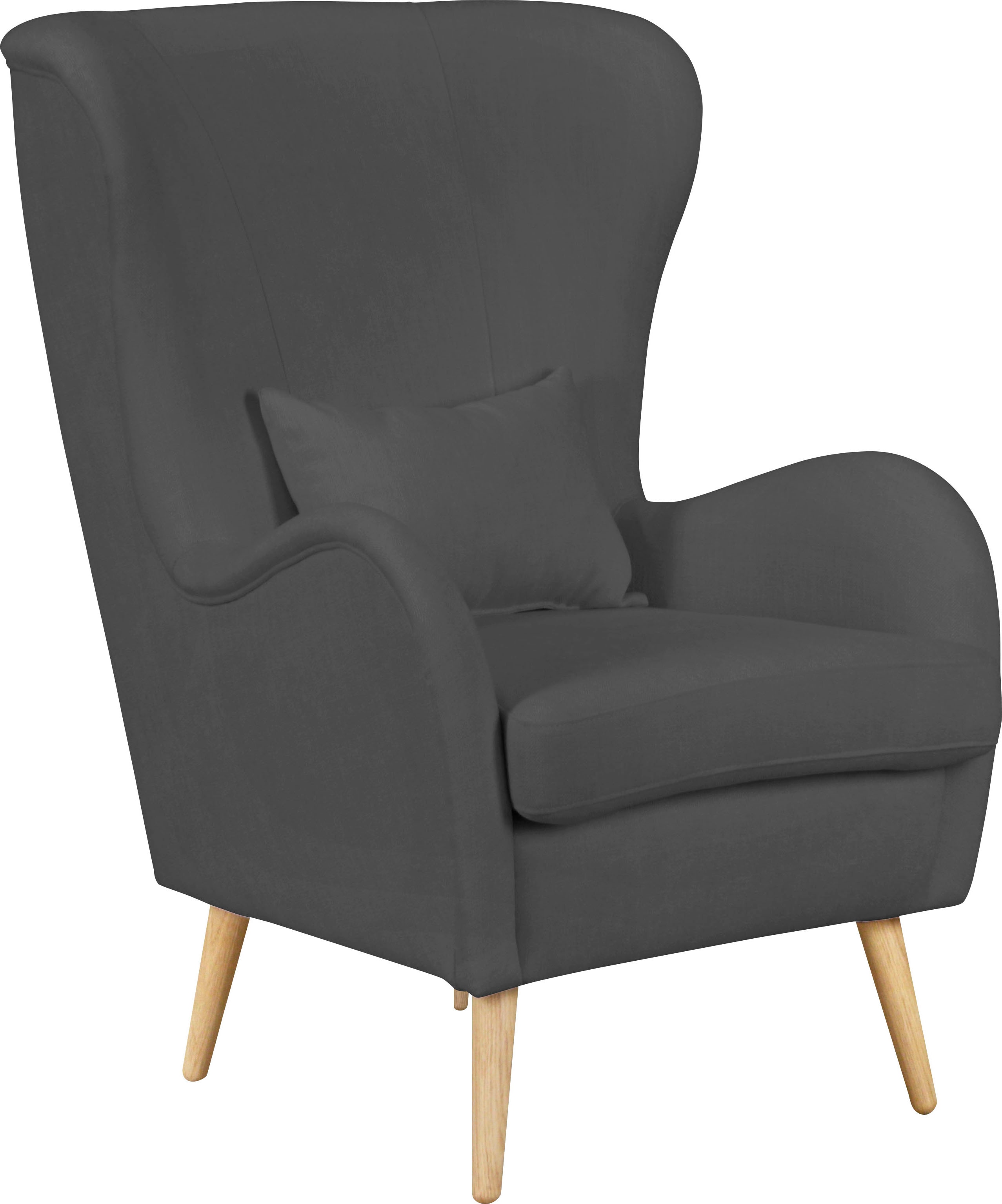 OTTO home Sessel "Salla auch in Fellimitat und Feincord, viele Bezugsarten, Ohrensessel" wahlweise mit oder ohne Hocker; großer Sessel: Maße B/T/H: 78/94/118cm