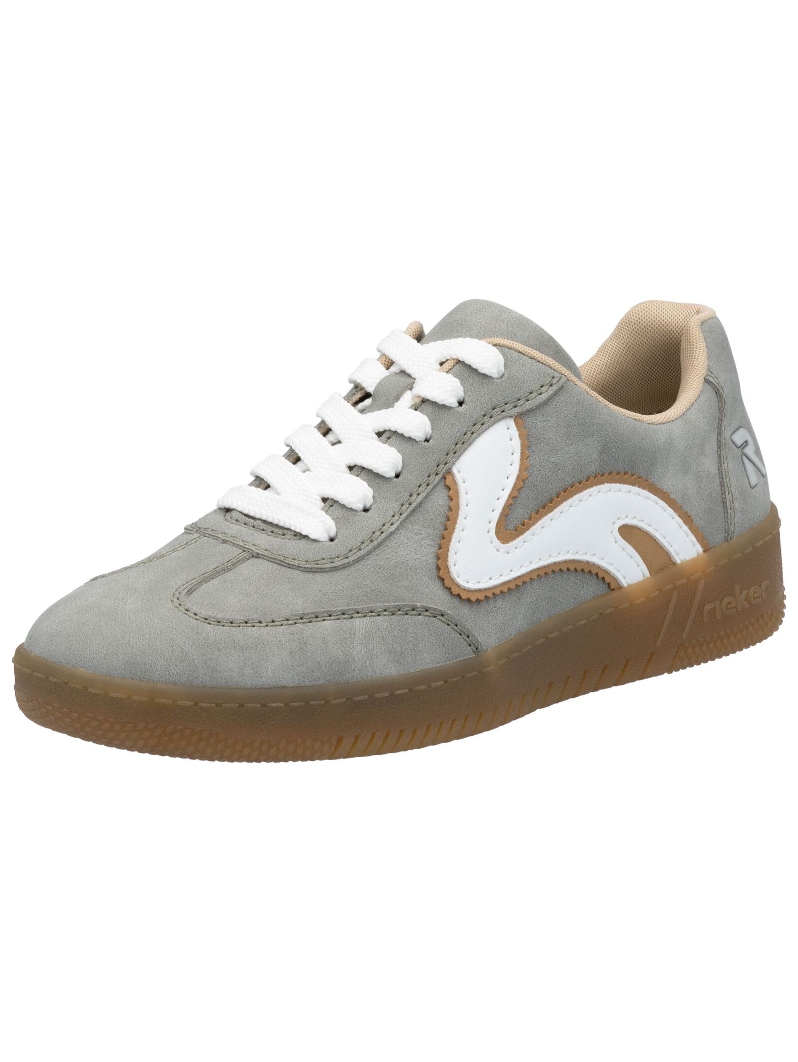Sneaker RIEKER "Rieker Sneaker Veloursleder/Textil", Damen, Gr. 37, weiß (grau, weiß), Textil, Veloursleder, Schuhe Sneaker