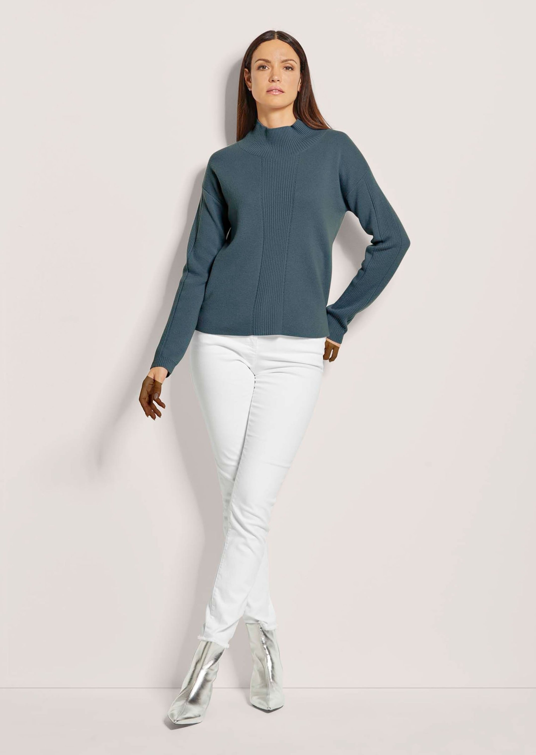 MADELEINE Longpullover »Strickpullover Kaschmir-Pullover mit Pointelle-Muster« Mit Ripp-und Ajourstrick