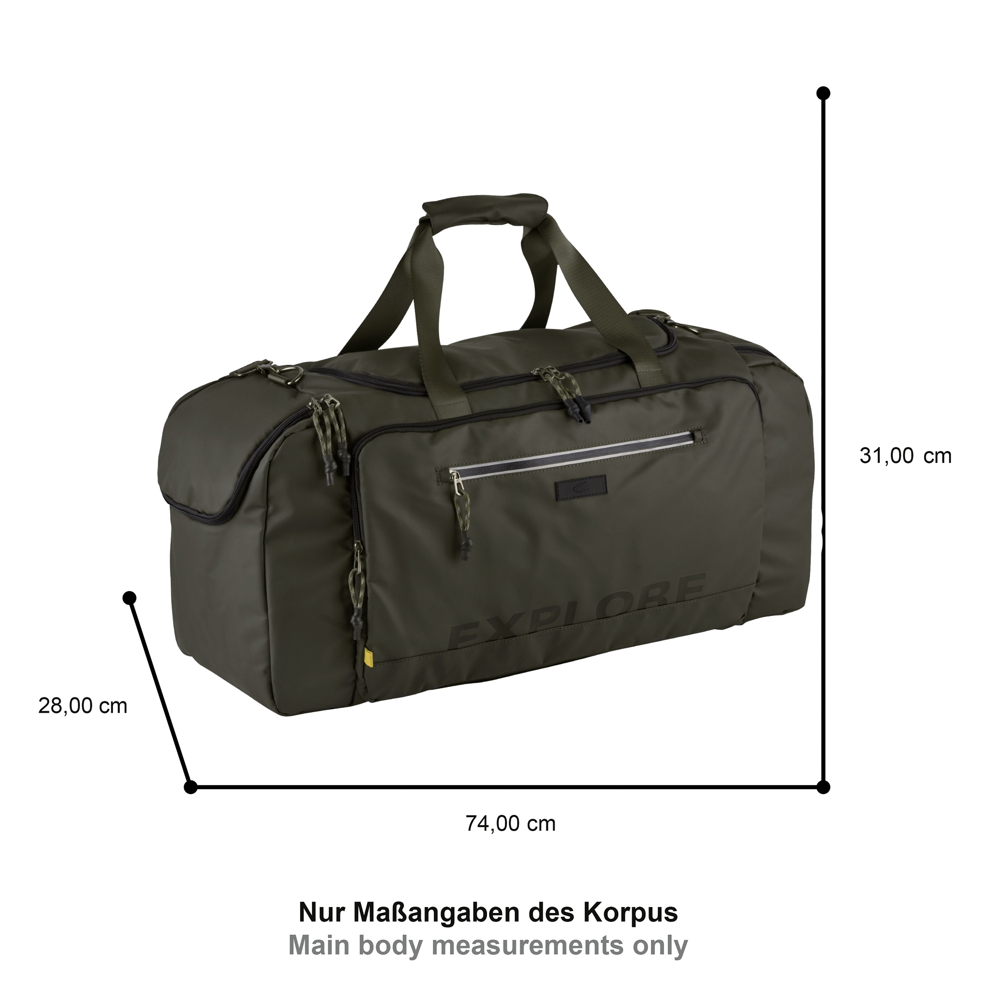 camel active Reisetasche »Explore« wasserabweisendes recyceltes Nylon und reflektierende Reißverschlüsse