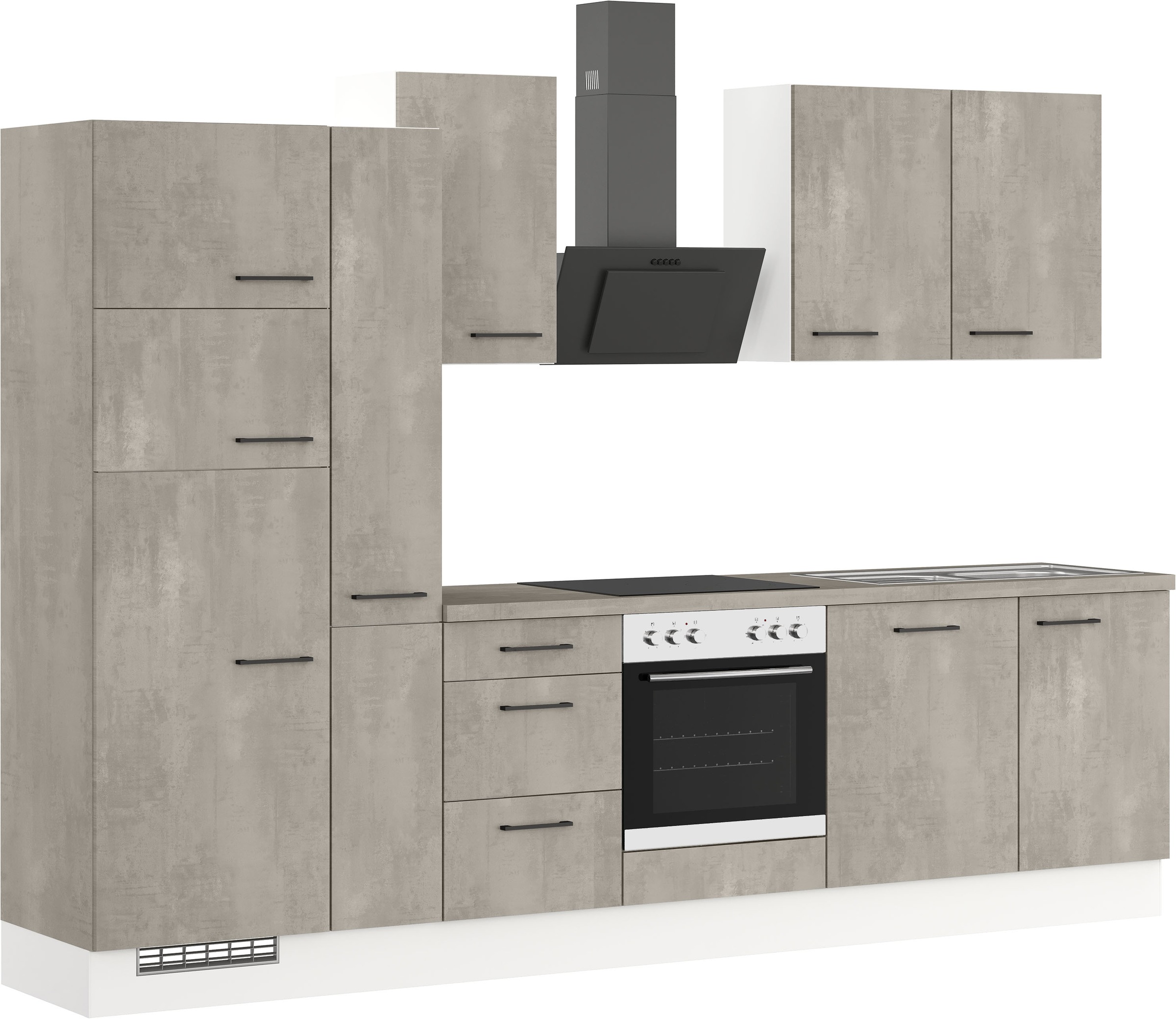 IMPULS KÜCHEN Küchenzeile »"Valencia", Ausrichtung wählbar, Schubkästen mit Soft-Close,«, vormontiert, wahlweise mit E-Geräten, Breite 310 cm